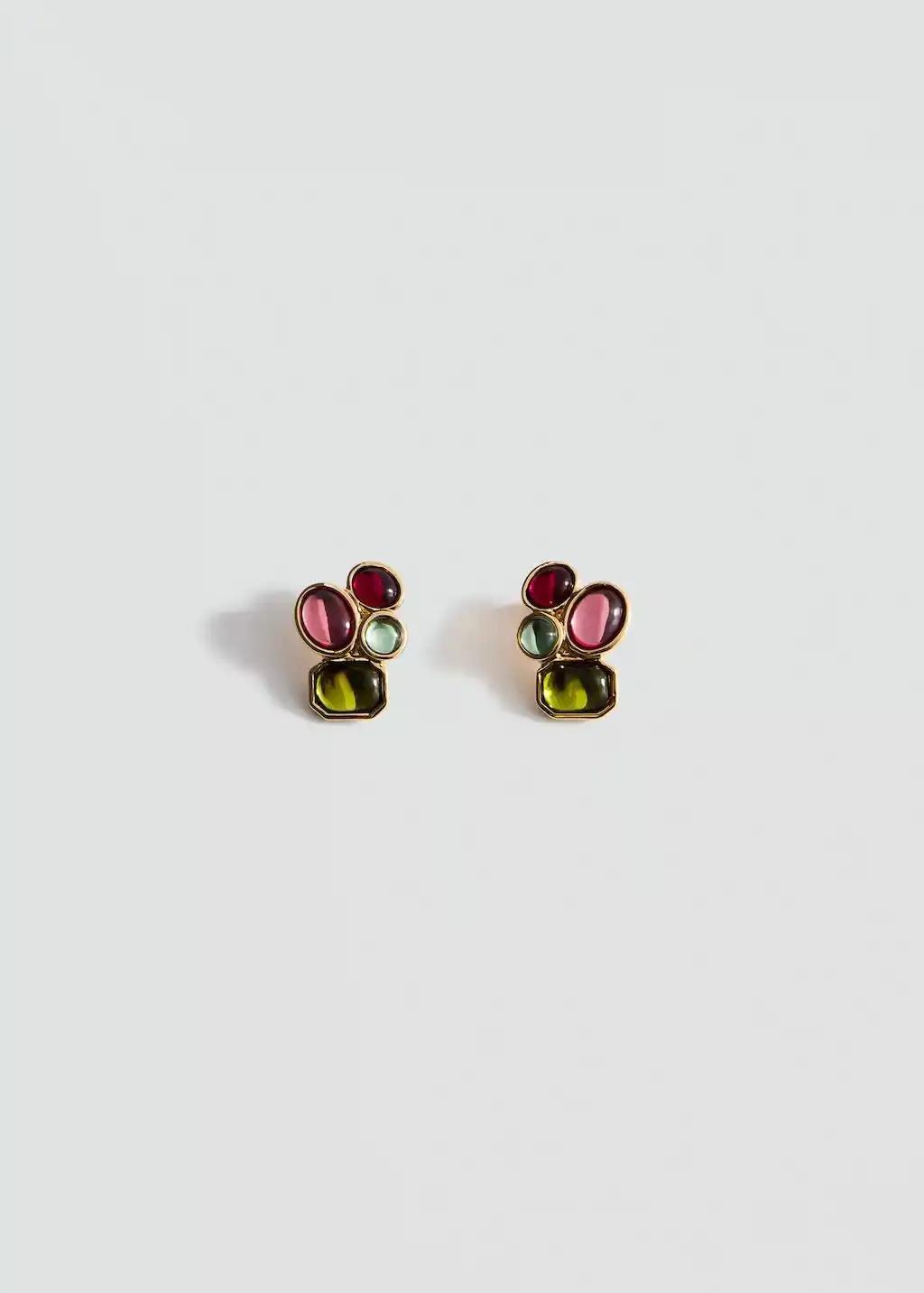 Gold Earrings With Geometric Applique, 0201_OR, large image number 2