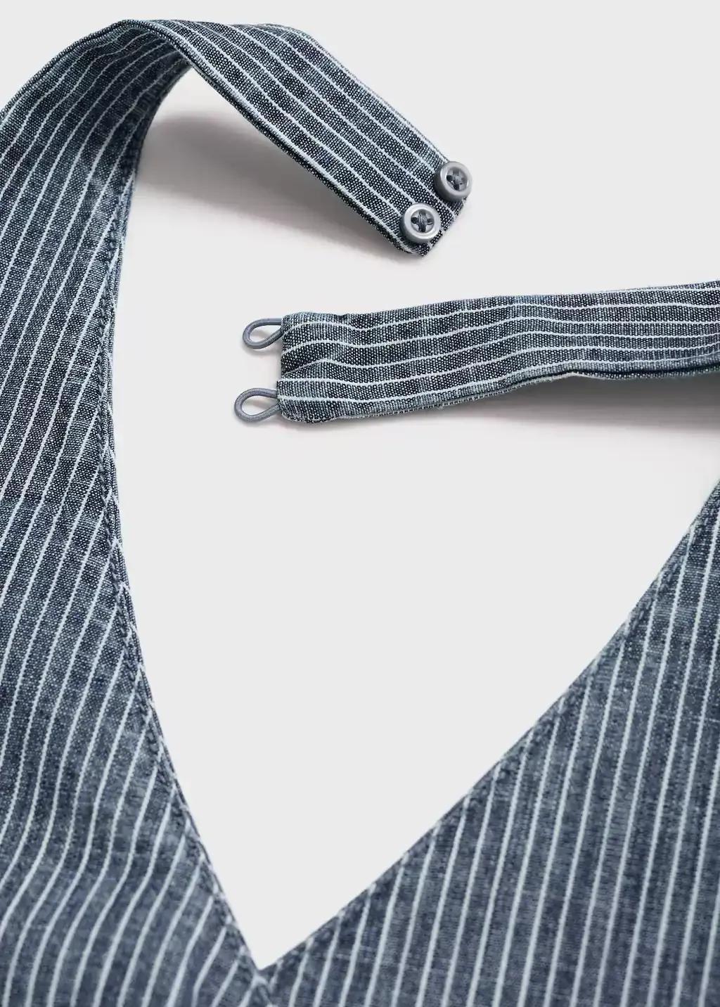 Blue Striped Crossover Denim Top, Medium Blue, large image number 4