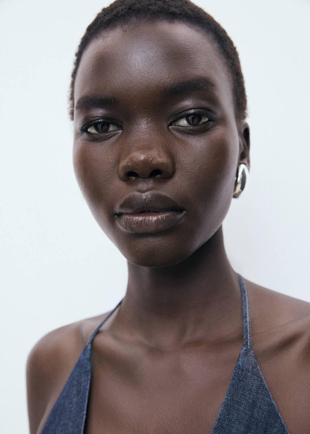 Blue V-Neck Denim Top With Bow, Open Blue, large image number 2