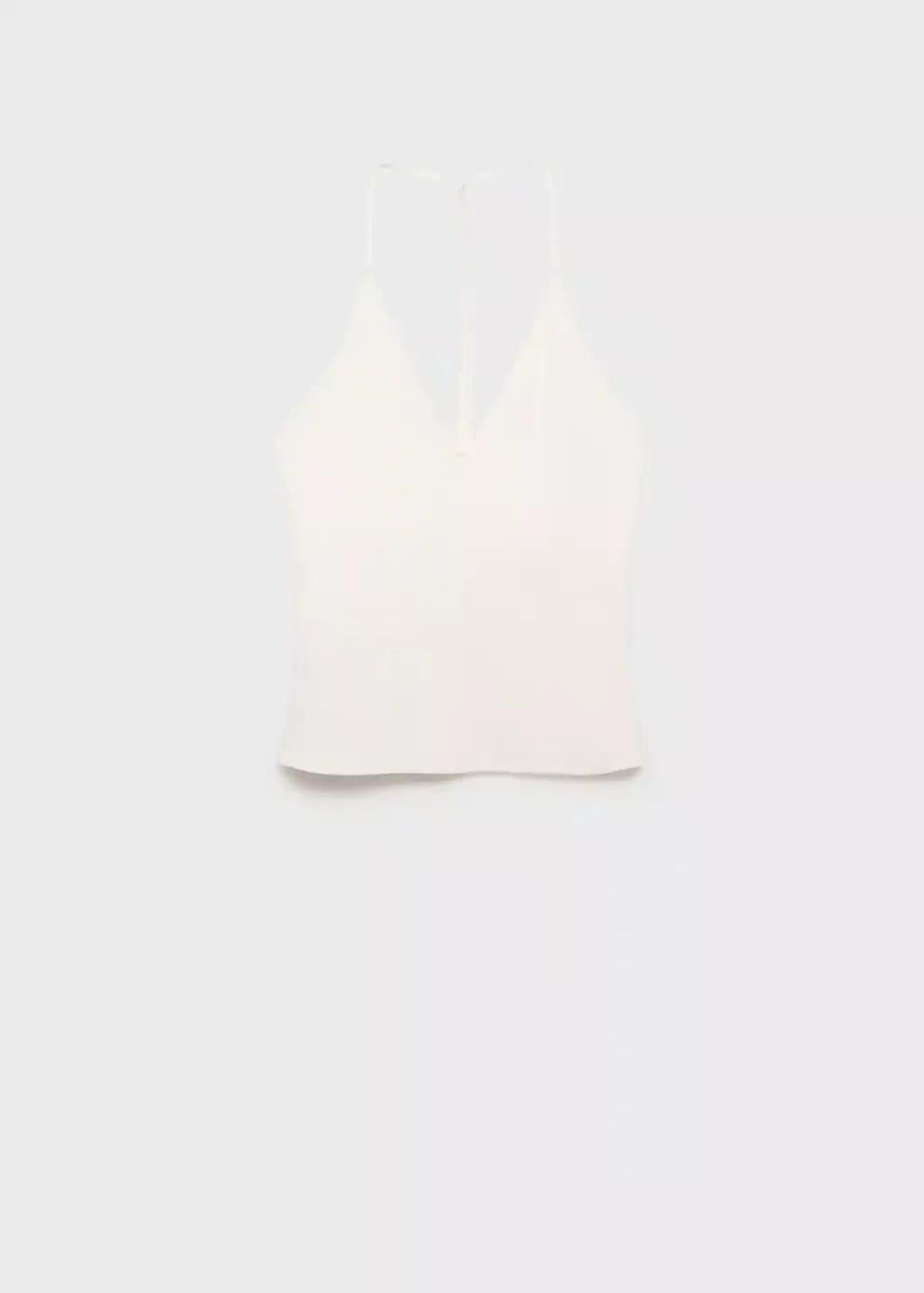NATURAL WHITE Open-back cotton top, , large image number 0