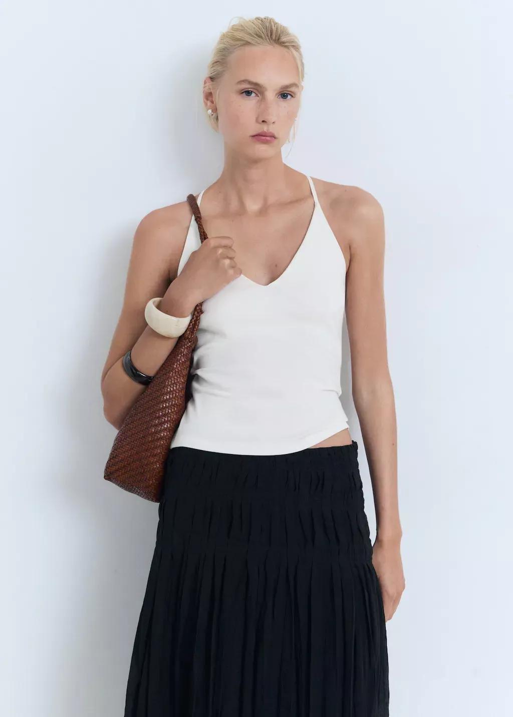 NATURAL WHITE Open-back cotton top, , large image number 1