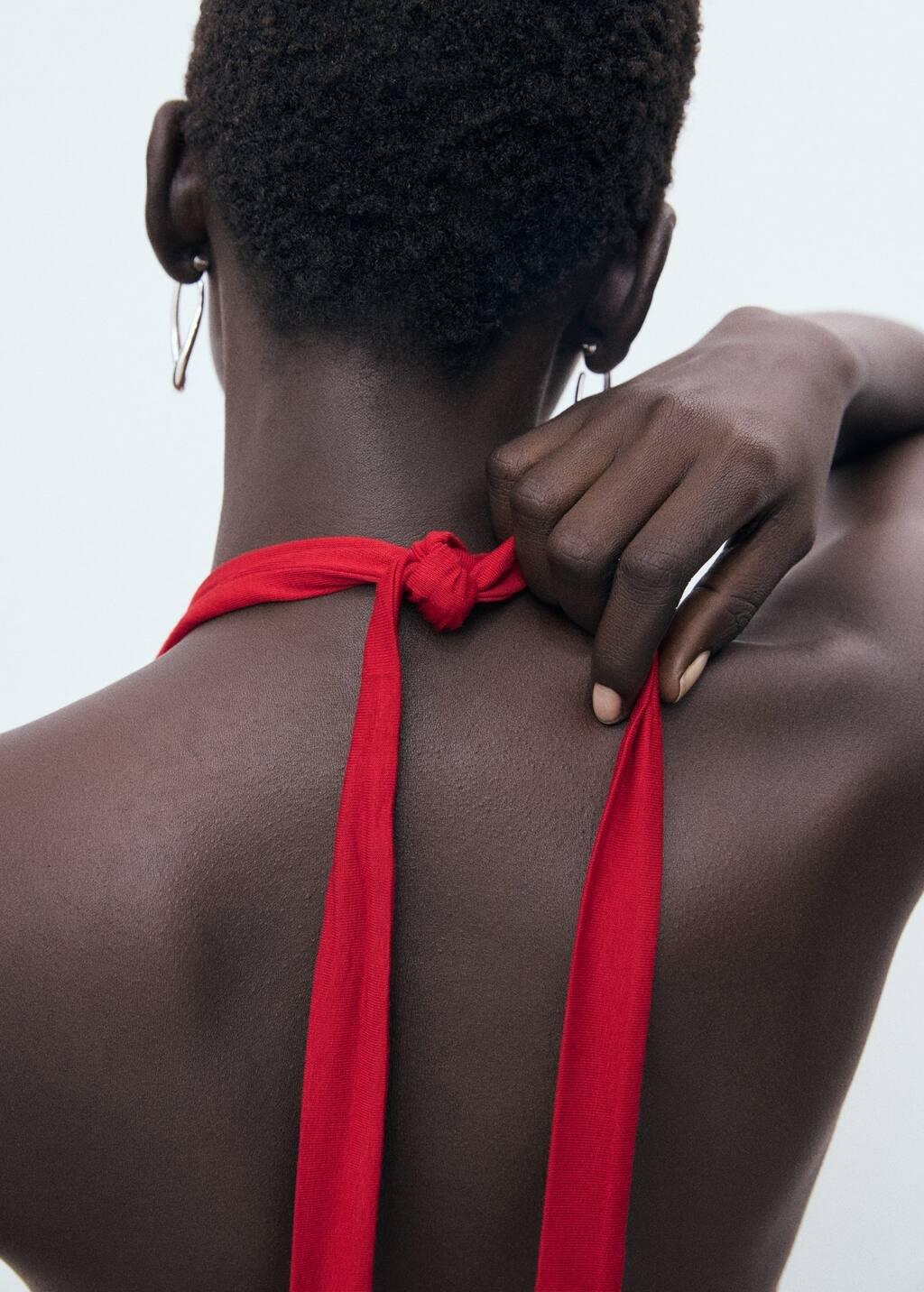 RED V-neck top with open back, 0201_70, large image number 5