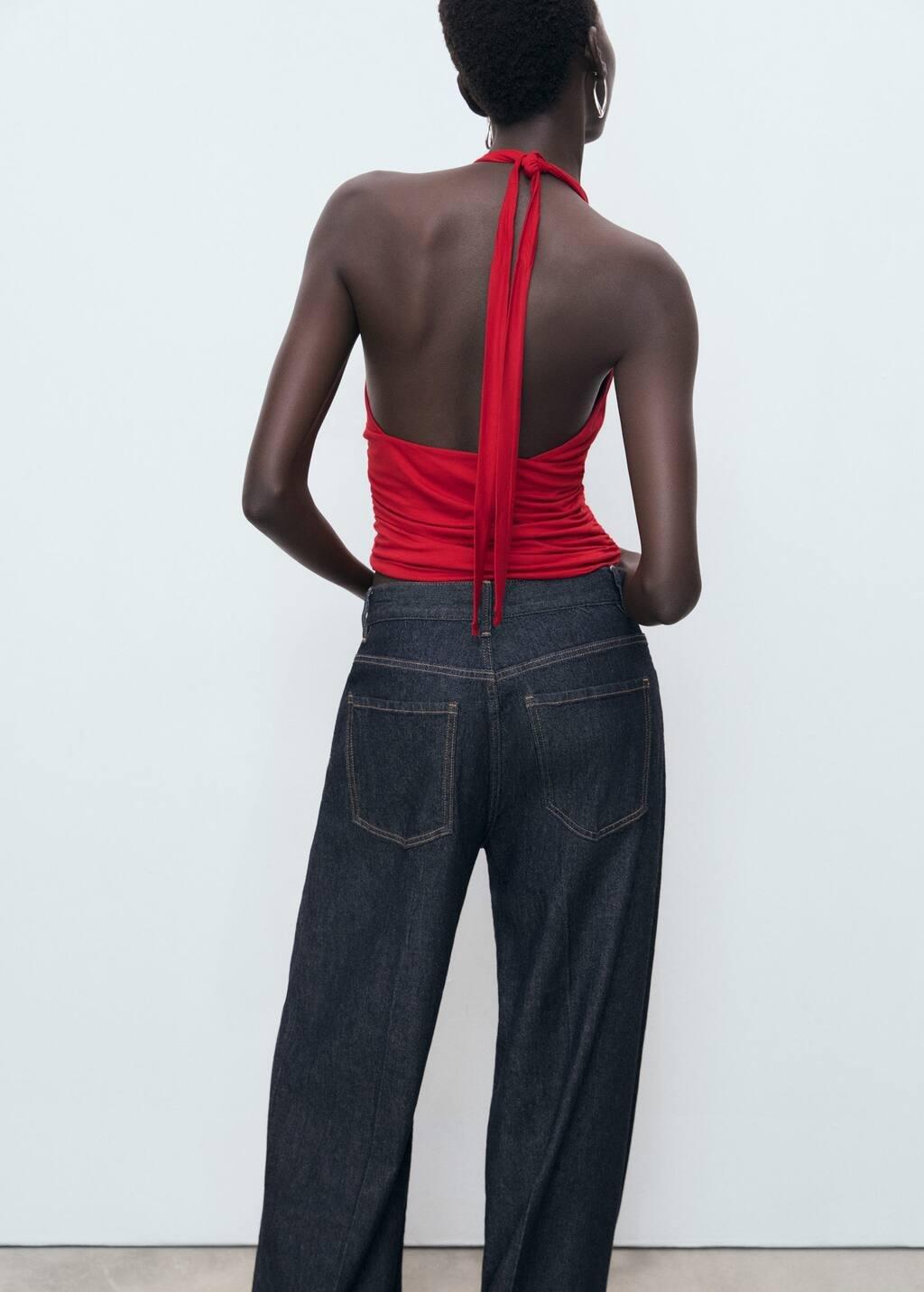 RED V-neck top with open back, 0201_70, large image number 6