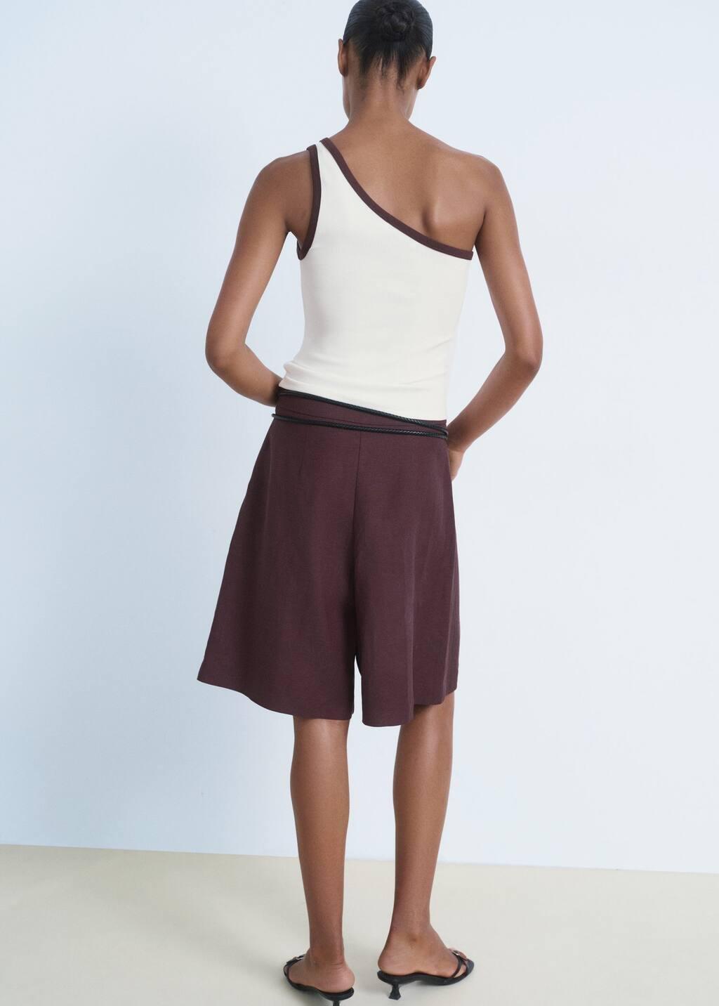 LIGHT BEIGE Asymmetrical top with contrasting trim, Light Beige, large image number 5