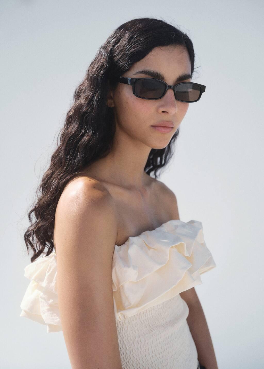 LIGHT BEIGE Strapless top with ruffles, Light Beige, large image number 2