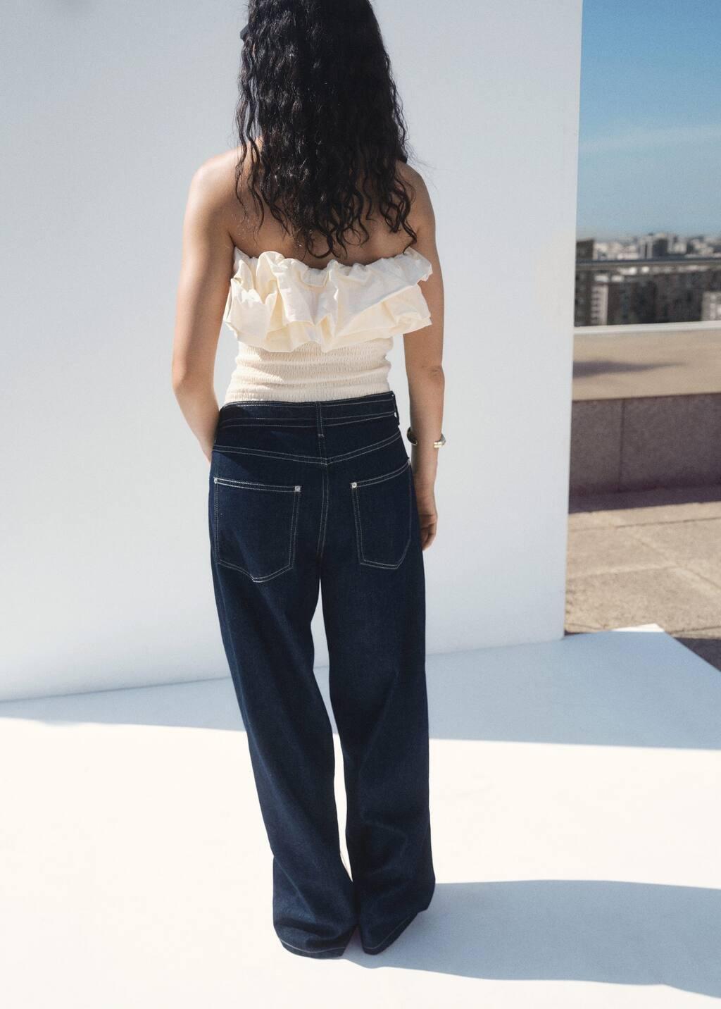 LIGHT BEIGE Strapless top with ruffles, Light Beige, large image number 5