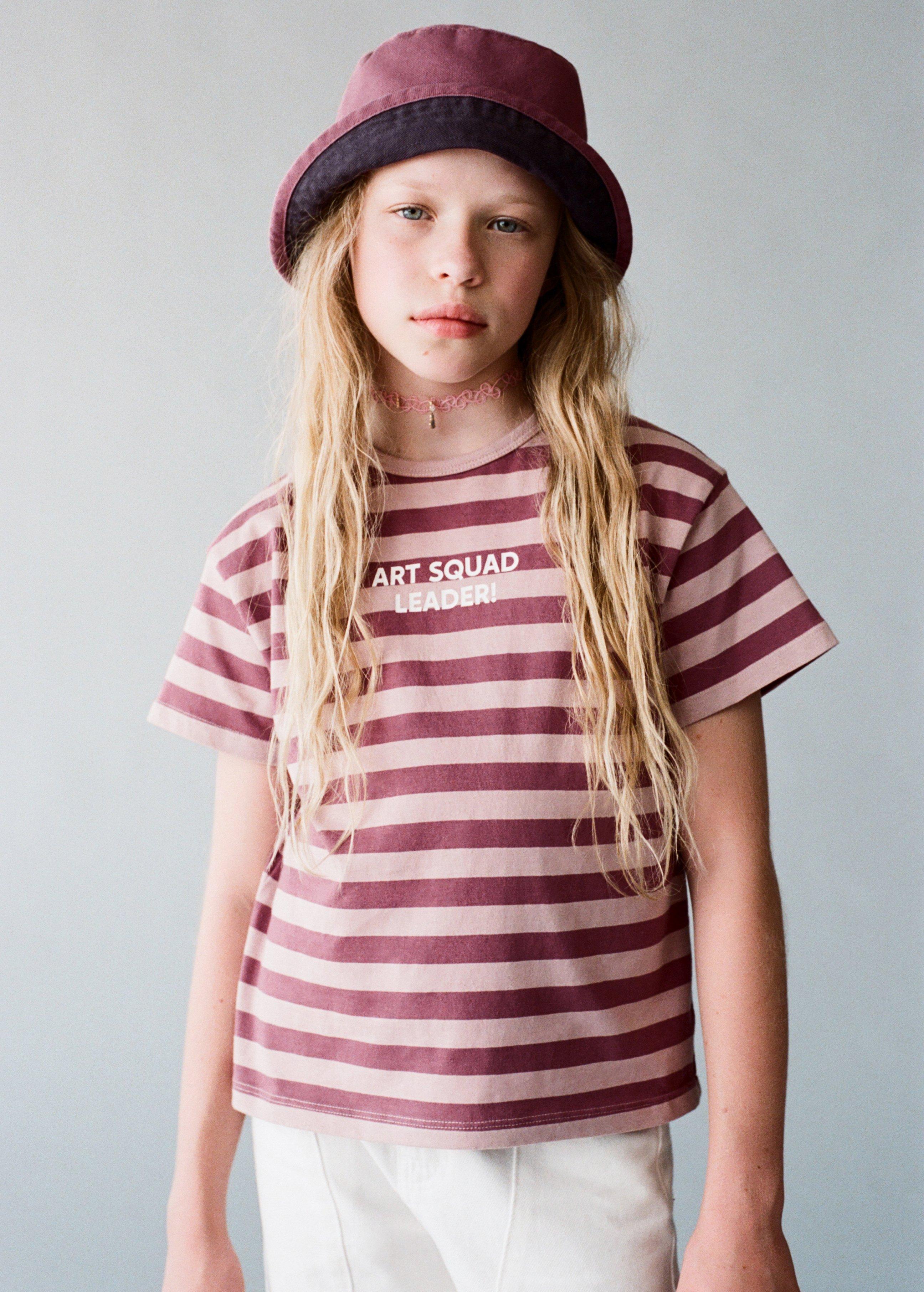 PINK Printed striped T-shirt, Kids Girl, , large image number 0