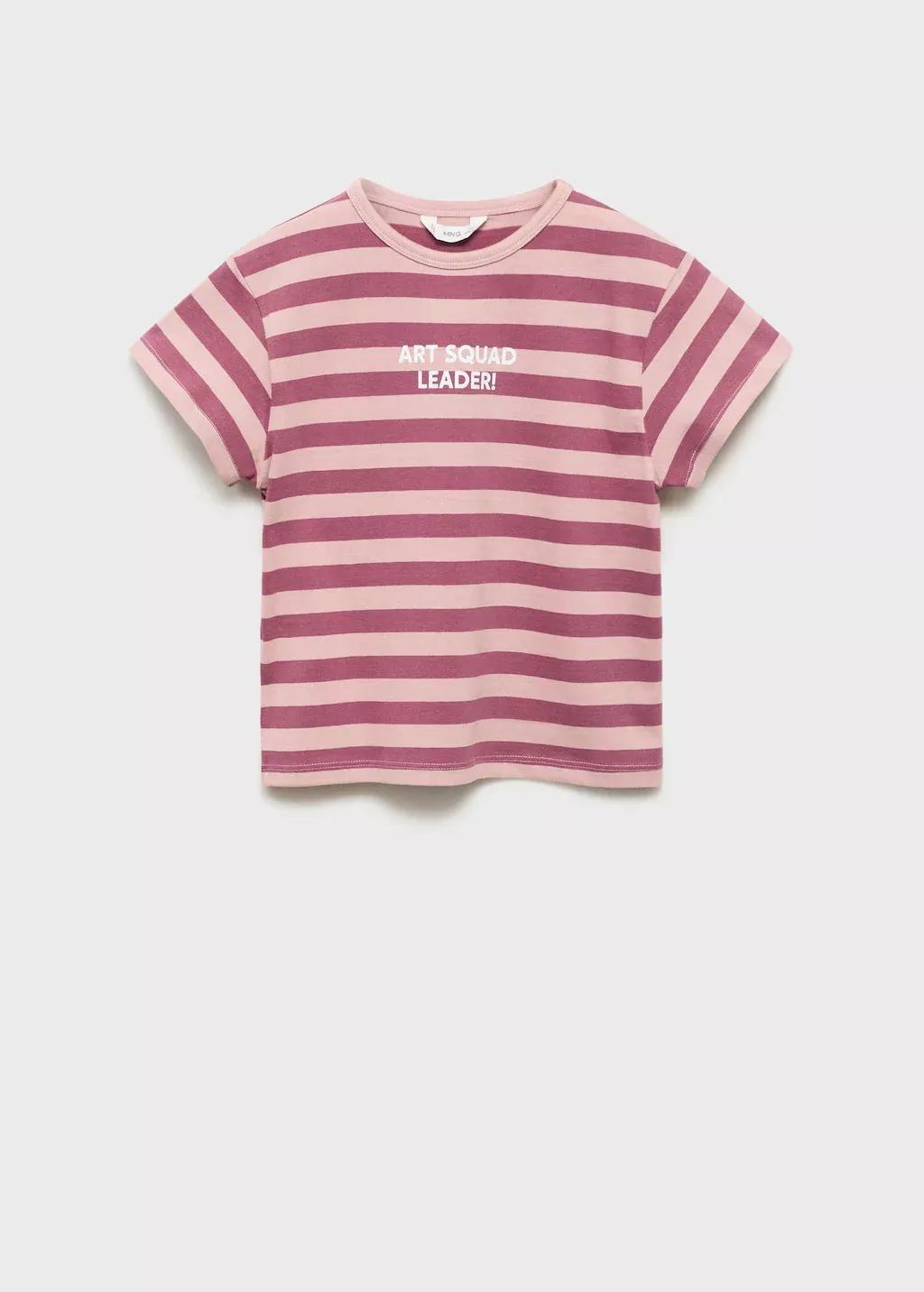 PINK Printed striped T-shirt, Kids Girl, , large image number 1