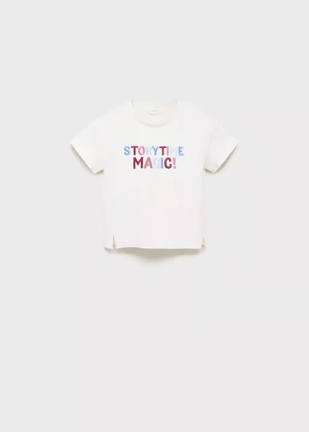 NATURAL WHITE Embroidered cotton T-shirt, Baby Girl, , large image number 0