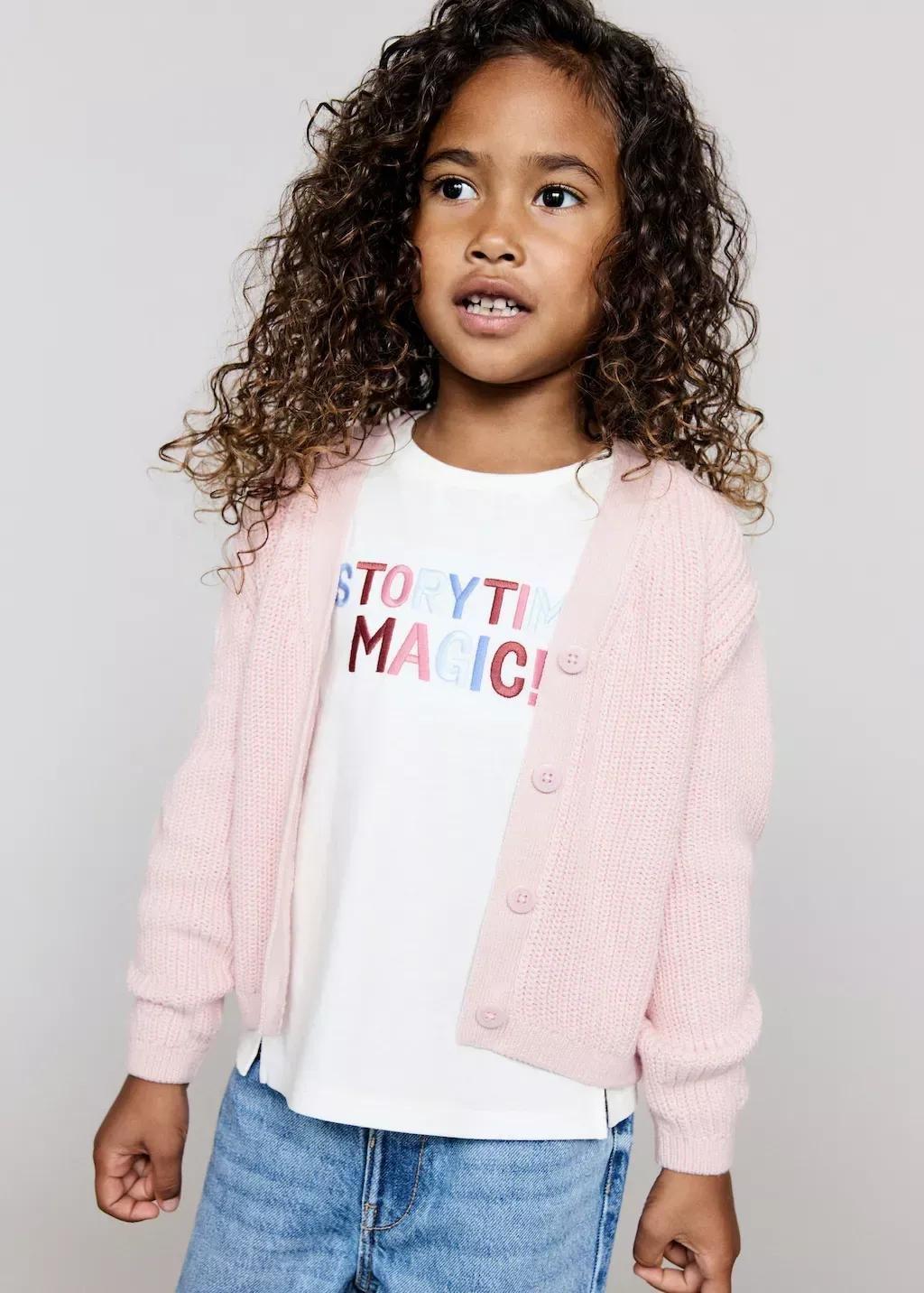 NATURAL WHITE Embroidered cotton T-shirt, Baby Girl, , large image number 1