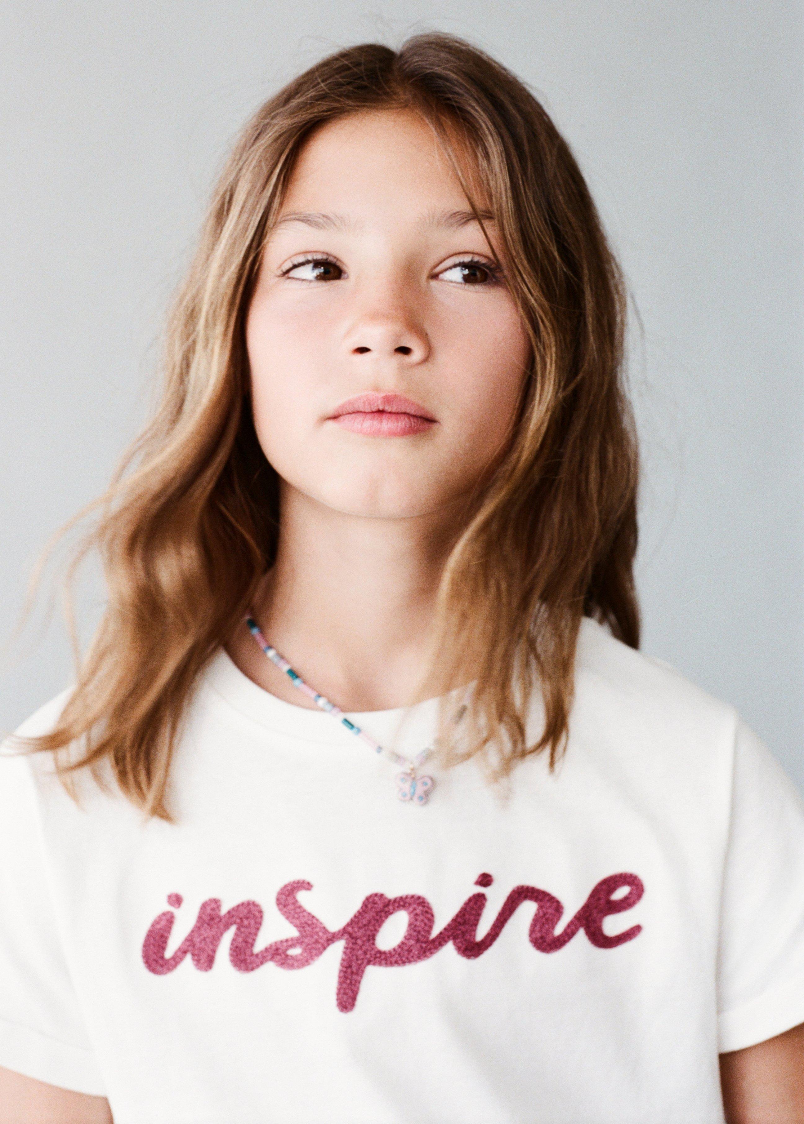Cream Embroidered Cotton T-Shirt, Kids Girls, , large image number 0