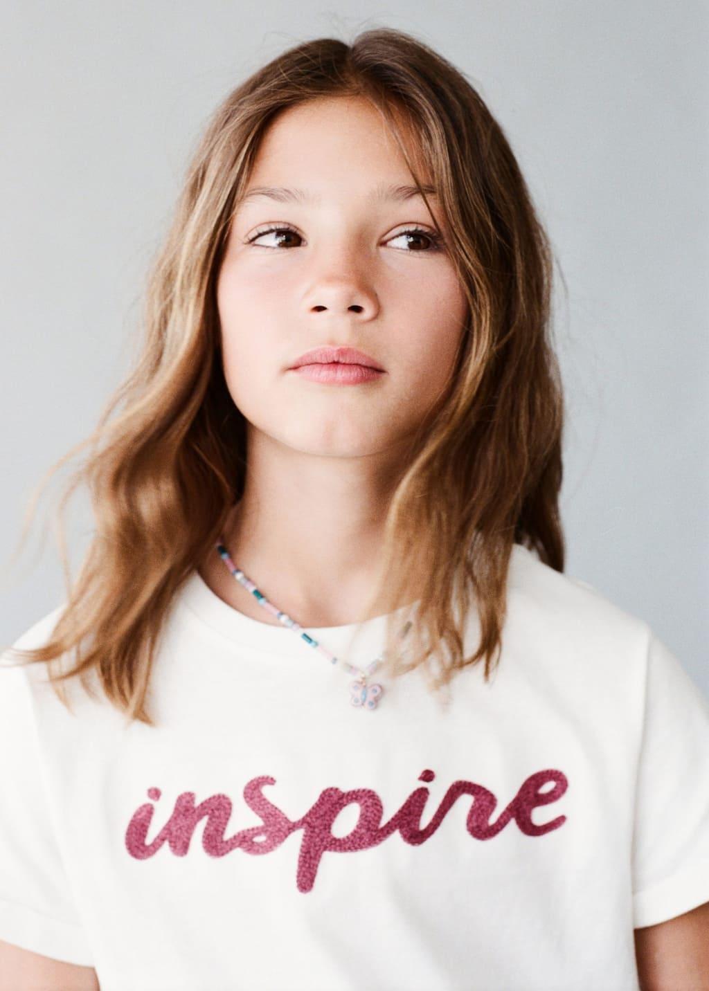 NATURAL WHITE Embroidered cotton T-shirt, Kids Girl, Natural White, large image number 5