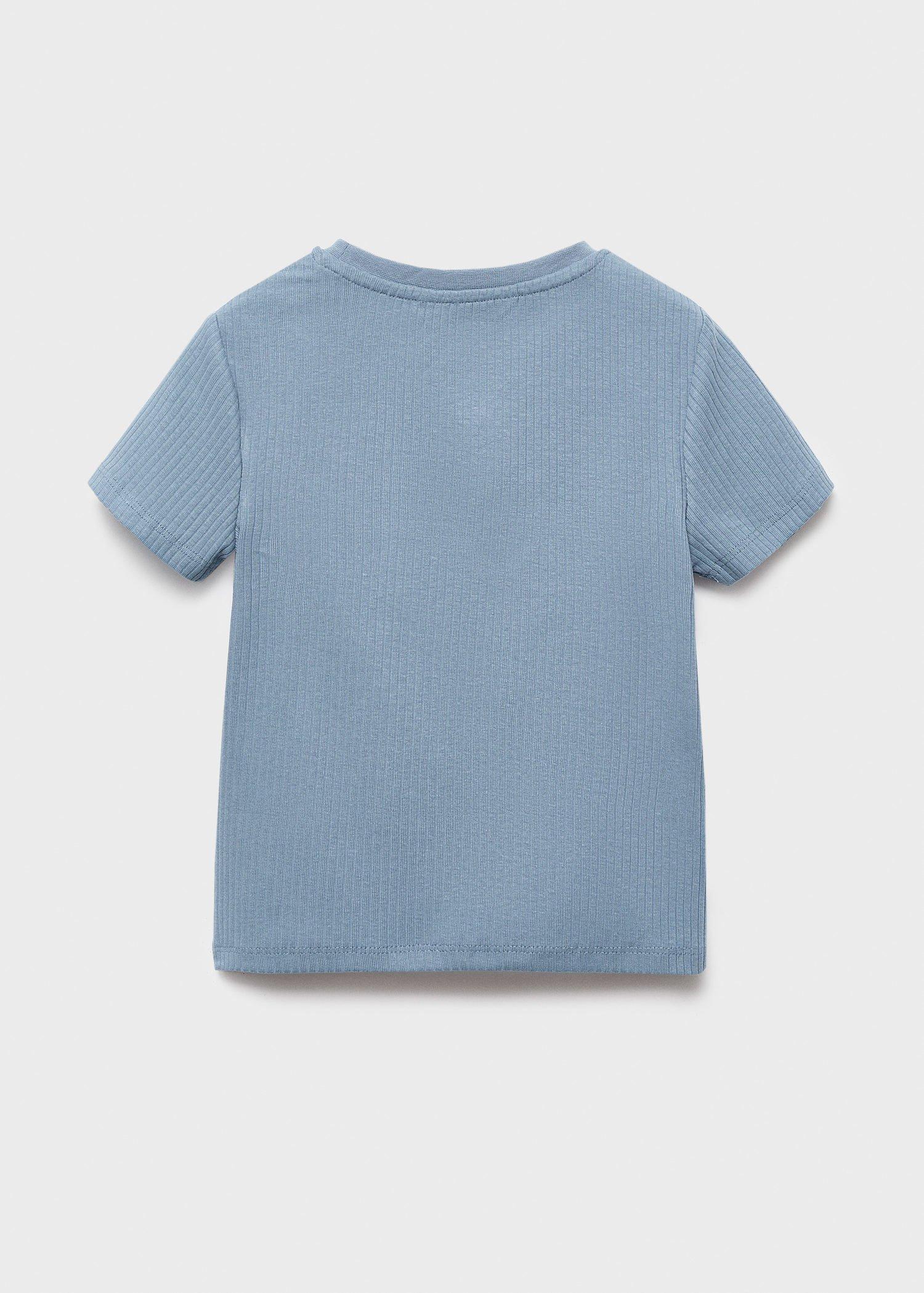 Blue Ribbed Cotton T-Shirt, , large image number 0