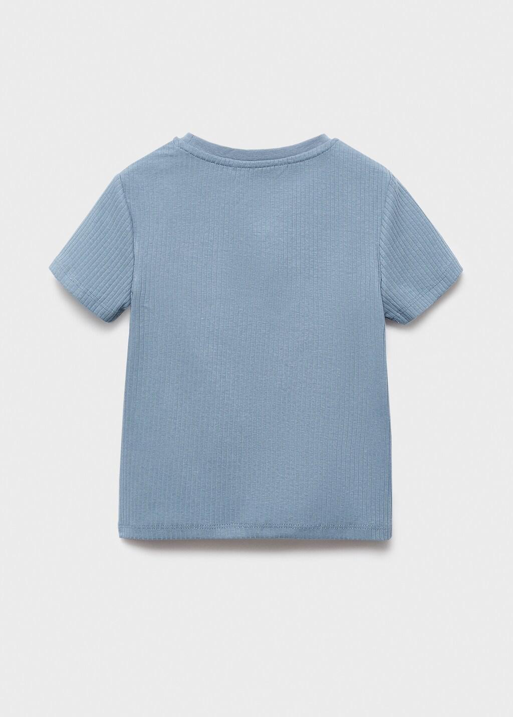 Blue Ribbed Cotton T-Shirt, , large image number 4