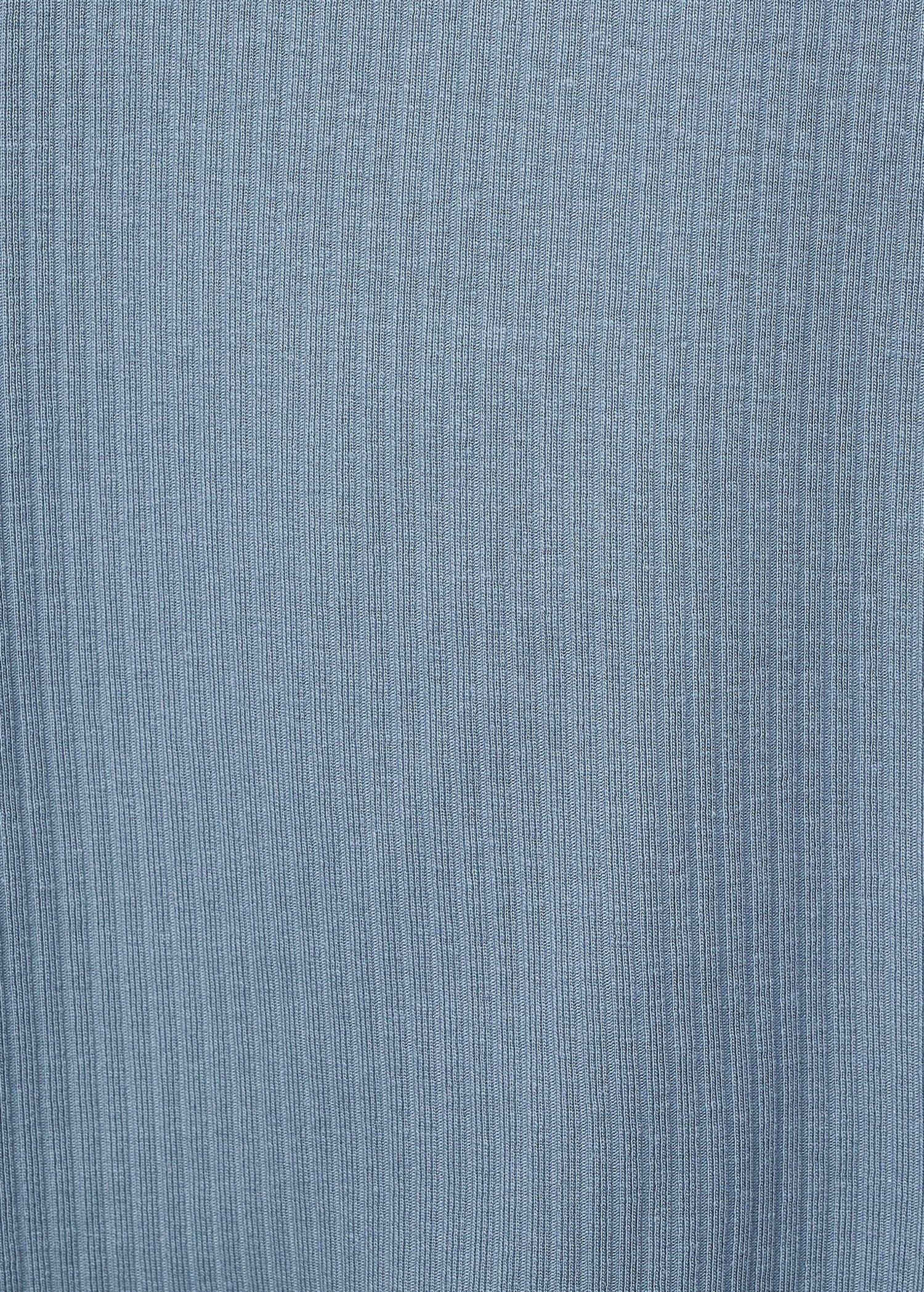 Blue Ribbed Cotton T-Shirt, , large image number 5