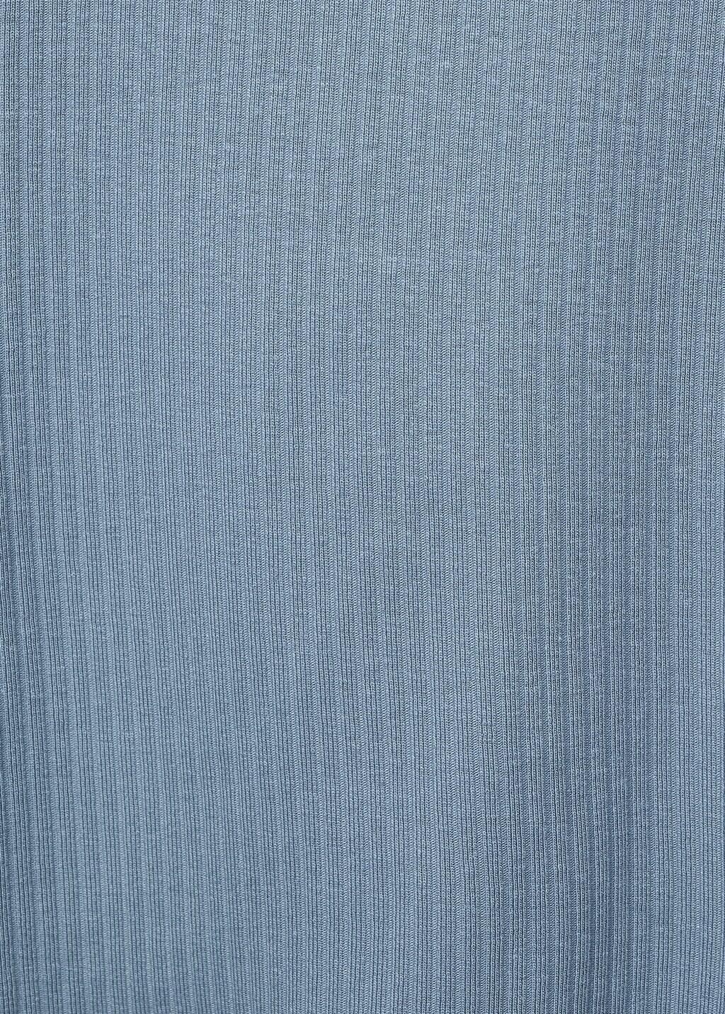 Blue Ribbed Cotton T-Shirt, , large image number 8