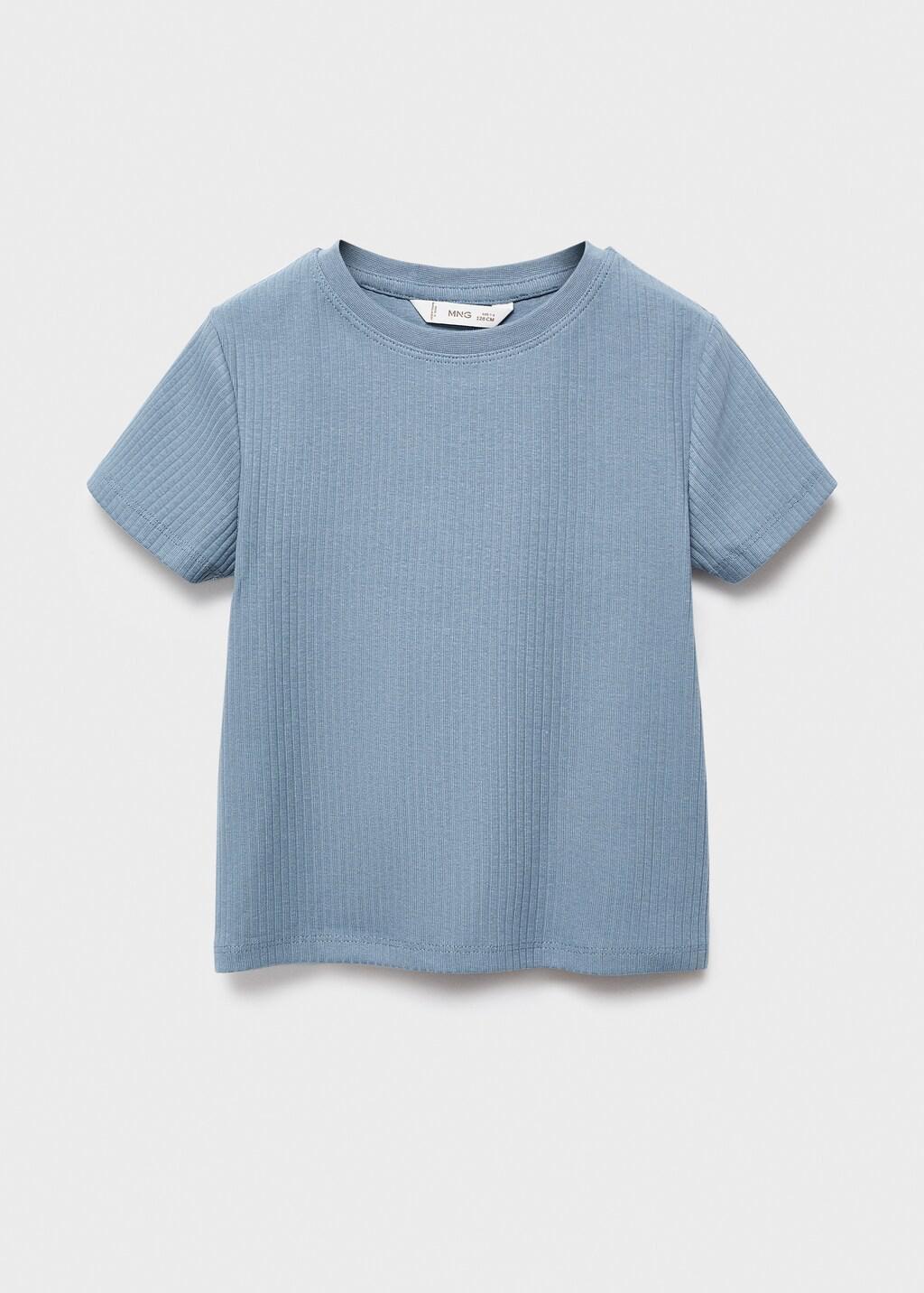 Blue Ribbed Cotton T-Shirt, , large image number 10