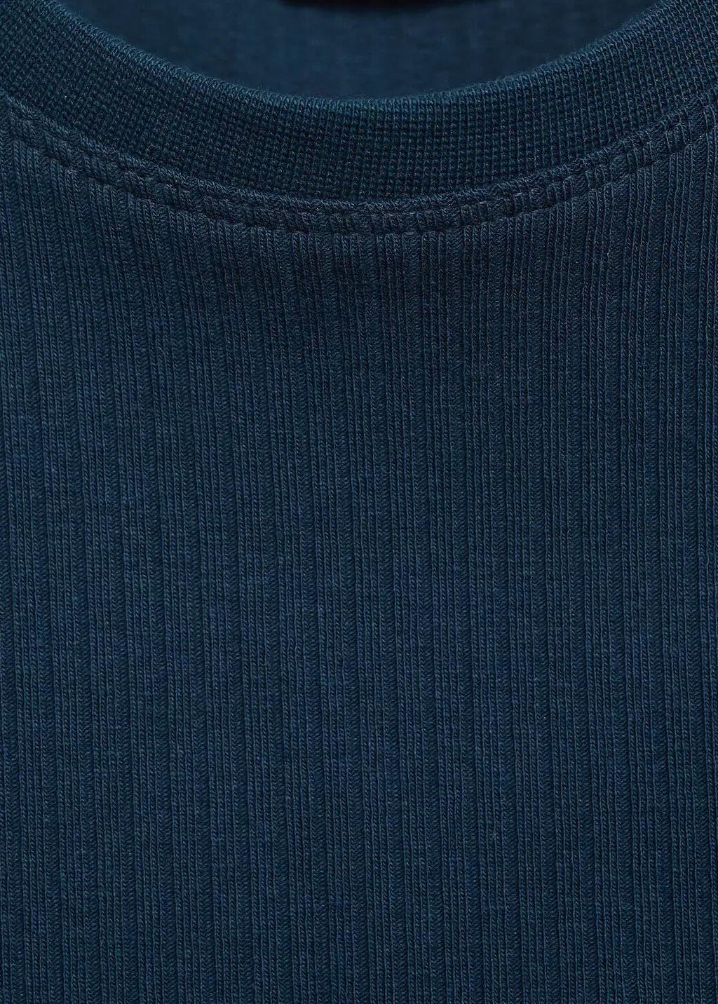 Navy Ribbed Cotton T-Shirt, , large image number 2