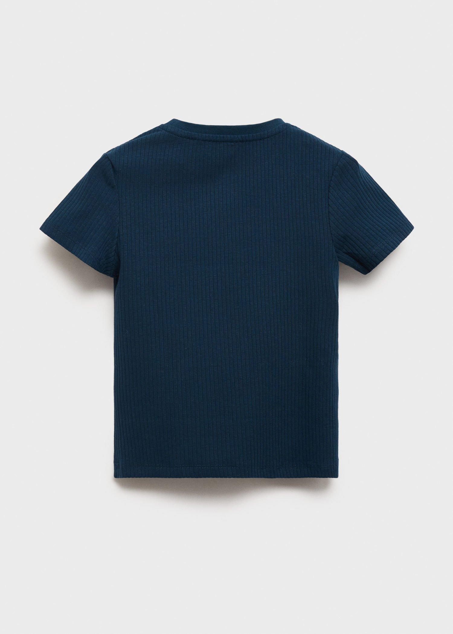 Navy Ribbed Cotton T-Shirt, , large image number 3