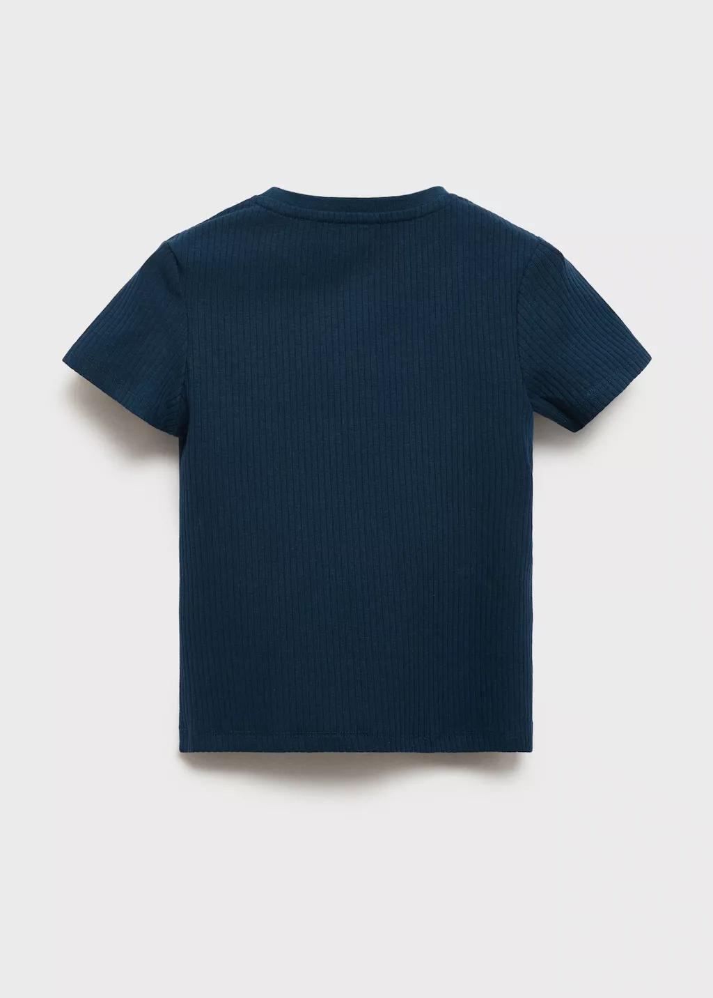 Navy Ribbed Cotton T-Shirt, , large image number 4