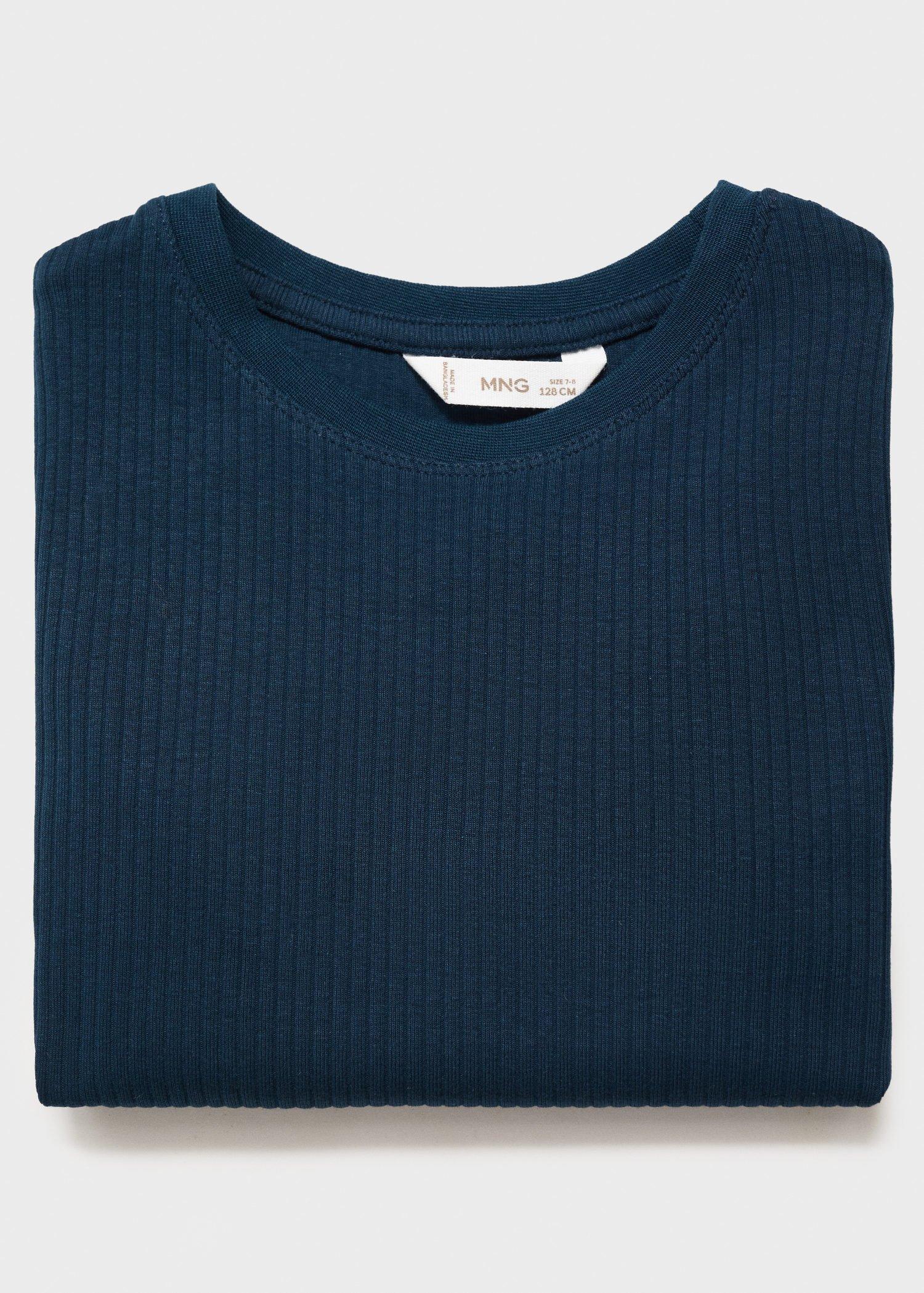 Navy Ribbed Cotton T-Shirt, , large image number 5
