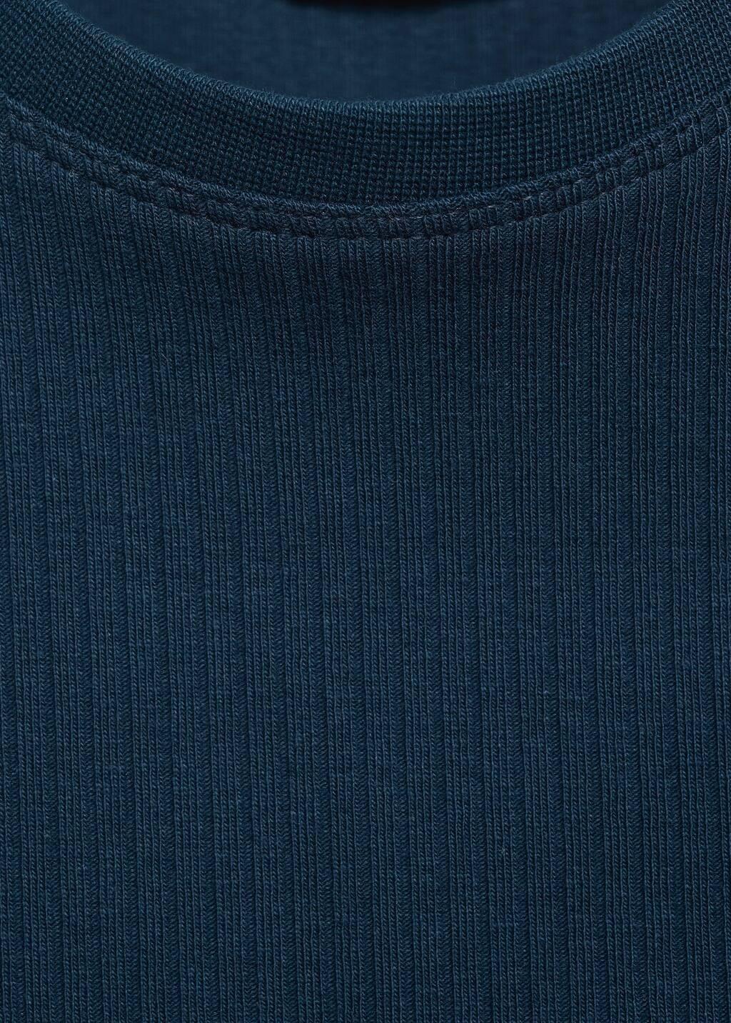 Navy Ribbed Cotton T-Shirt, Navy, large image number 5