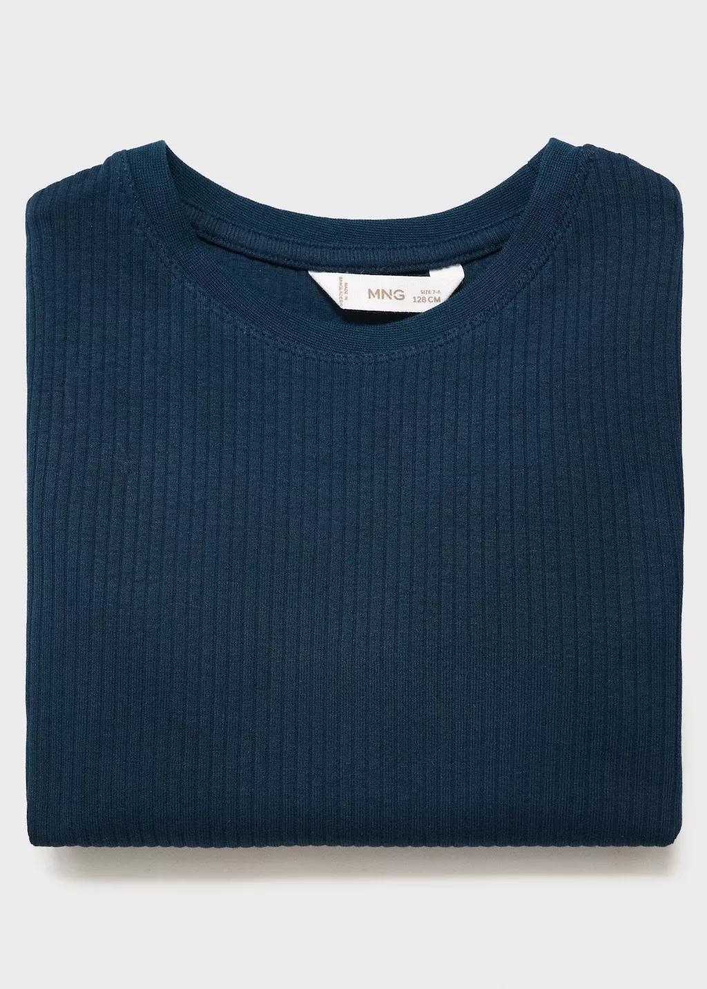 Navy Ribbed Cotton T-Shirt, , large image number 8