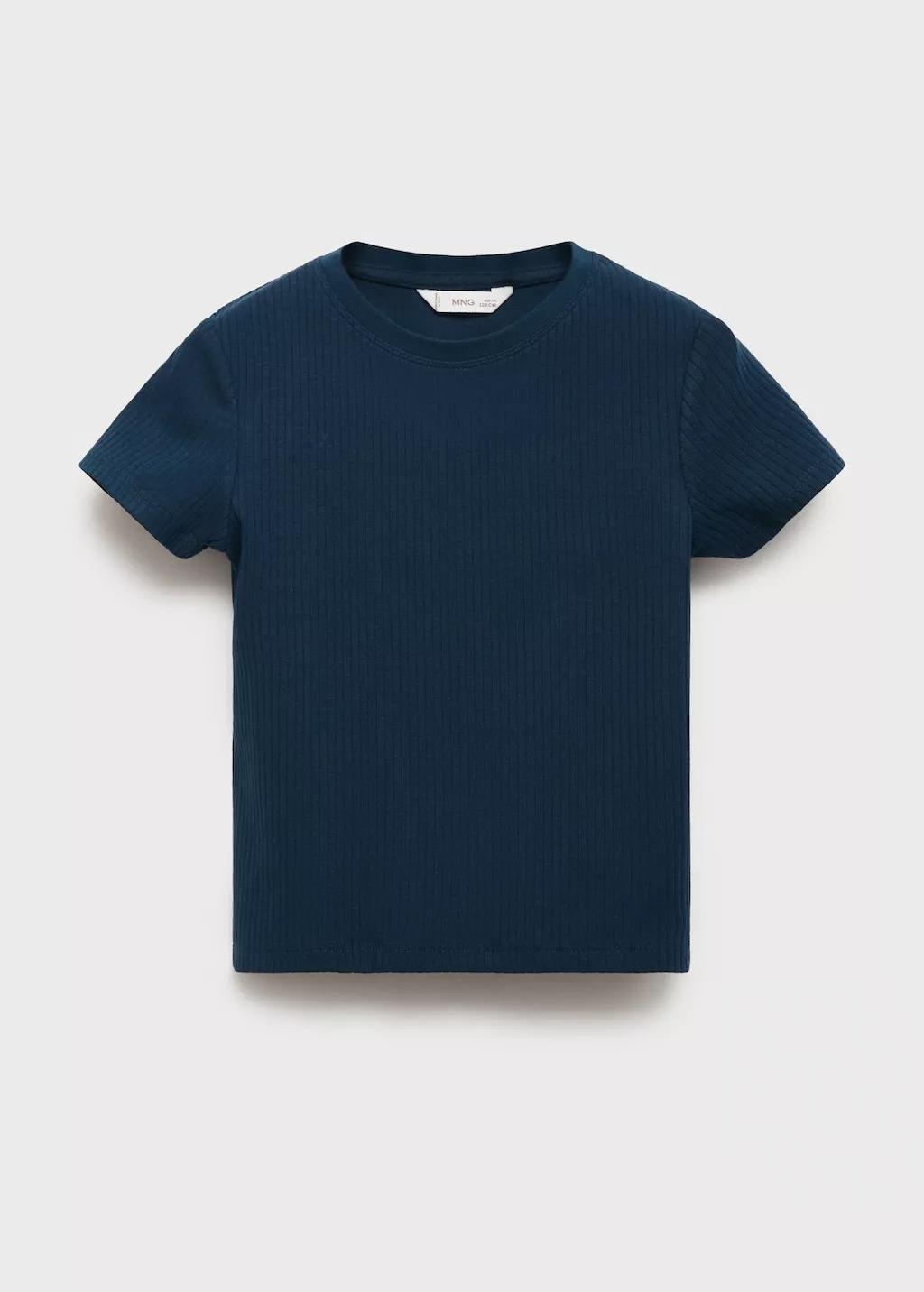 Navy Ribbed Cotton T-Shirt, , large image number 10