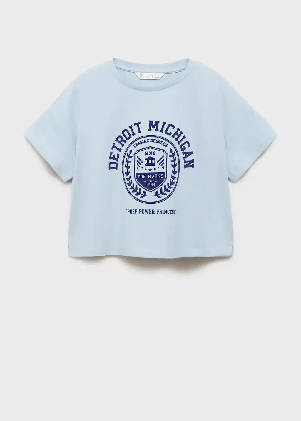 Blue Embroidered Cotton T-Shirt, , large image number 0