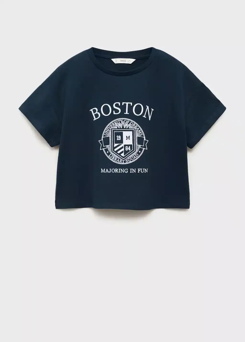 Blue Embroidered Cotton T-Shirt, , large image number 0