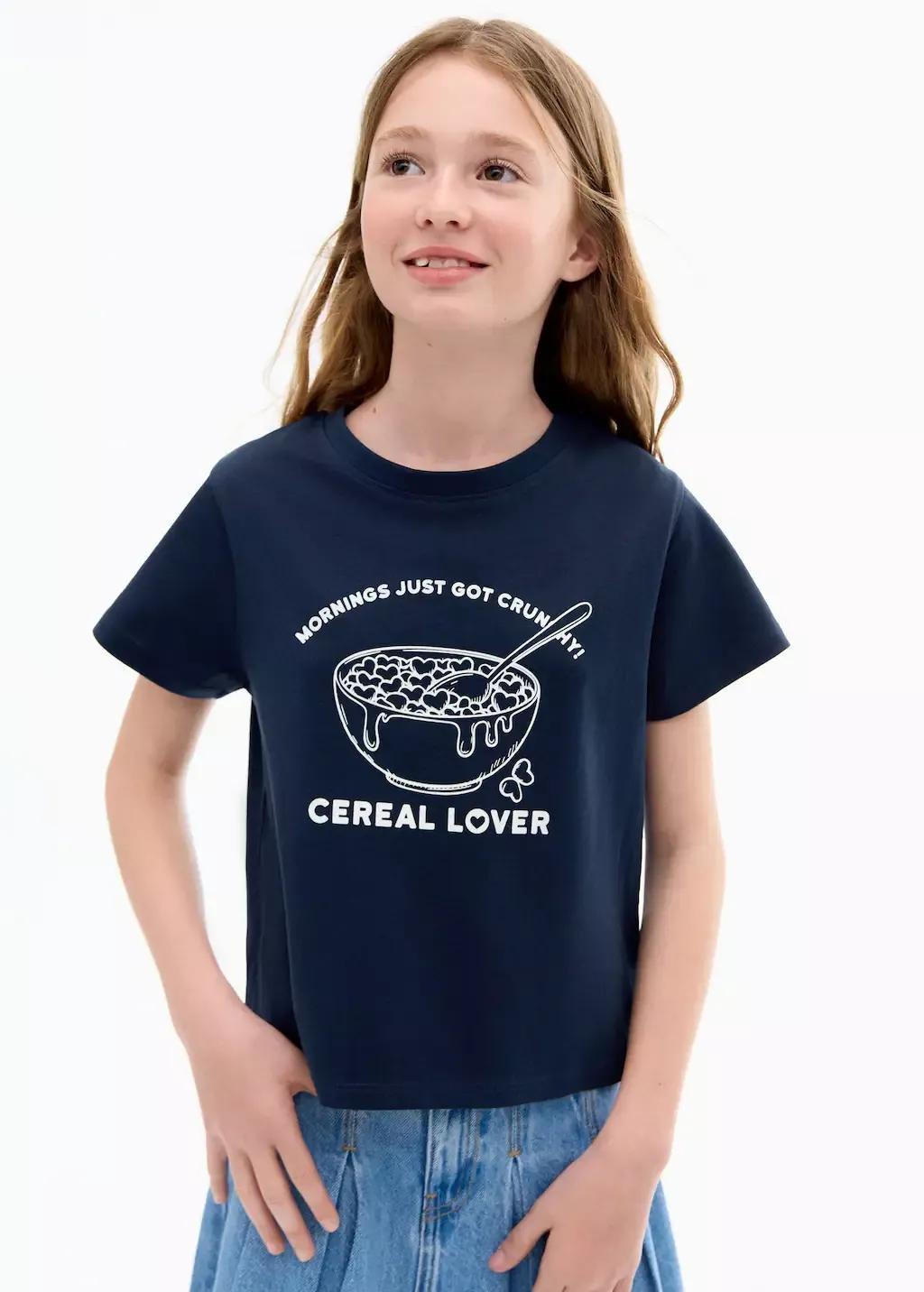NAVY Short-sleeved printed t-shirt, Kids Girl, , large image number 0