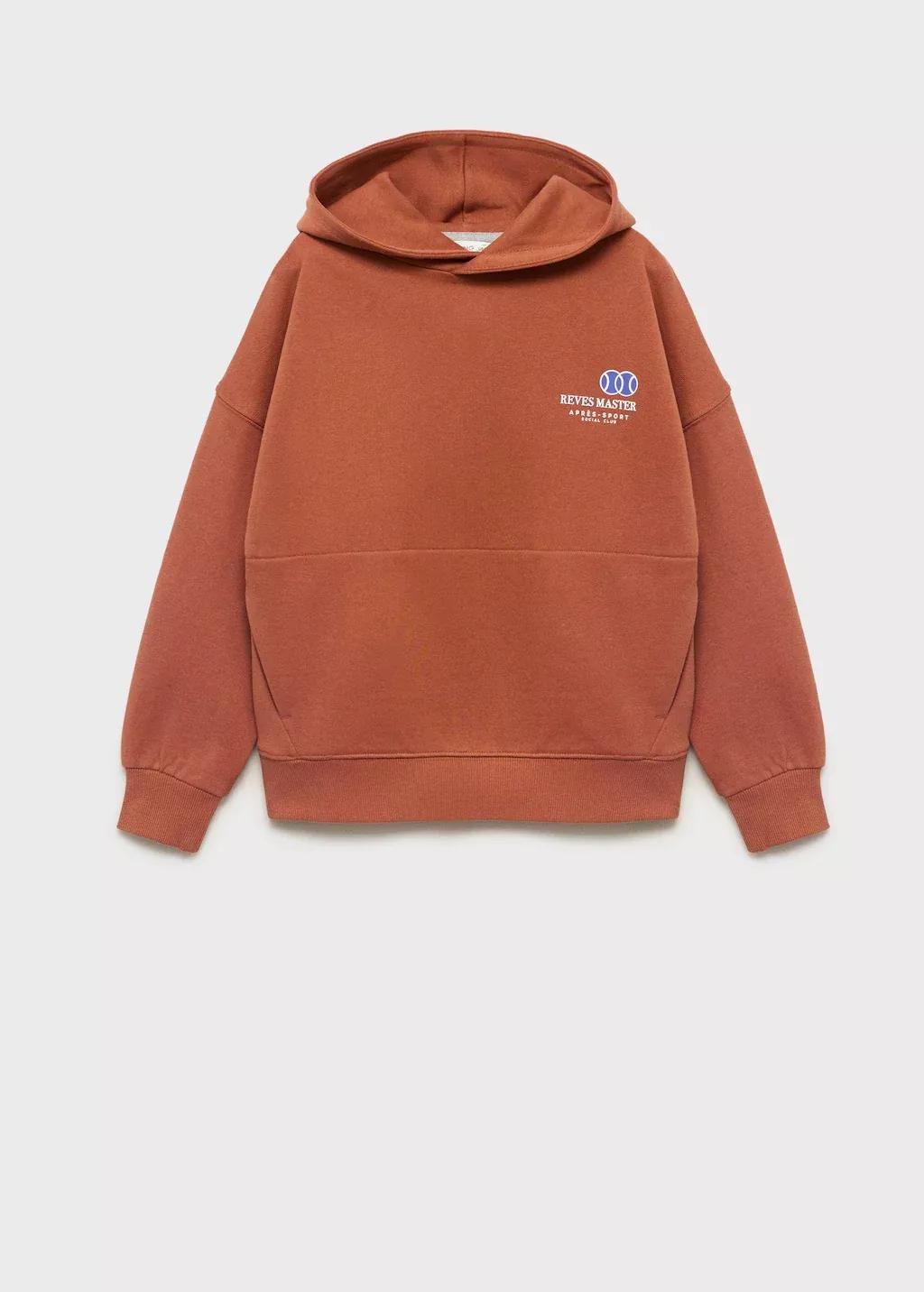 Orange Printed Cotton Sweatshirt, Kids Boys, , large image number 0