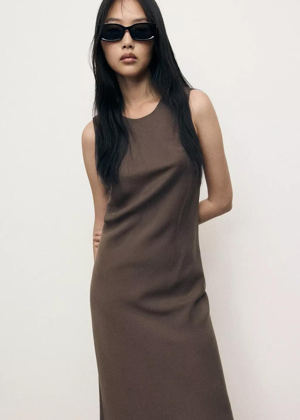 Brown Modal Midi-Dress, , large image number 1