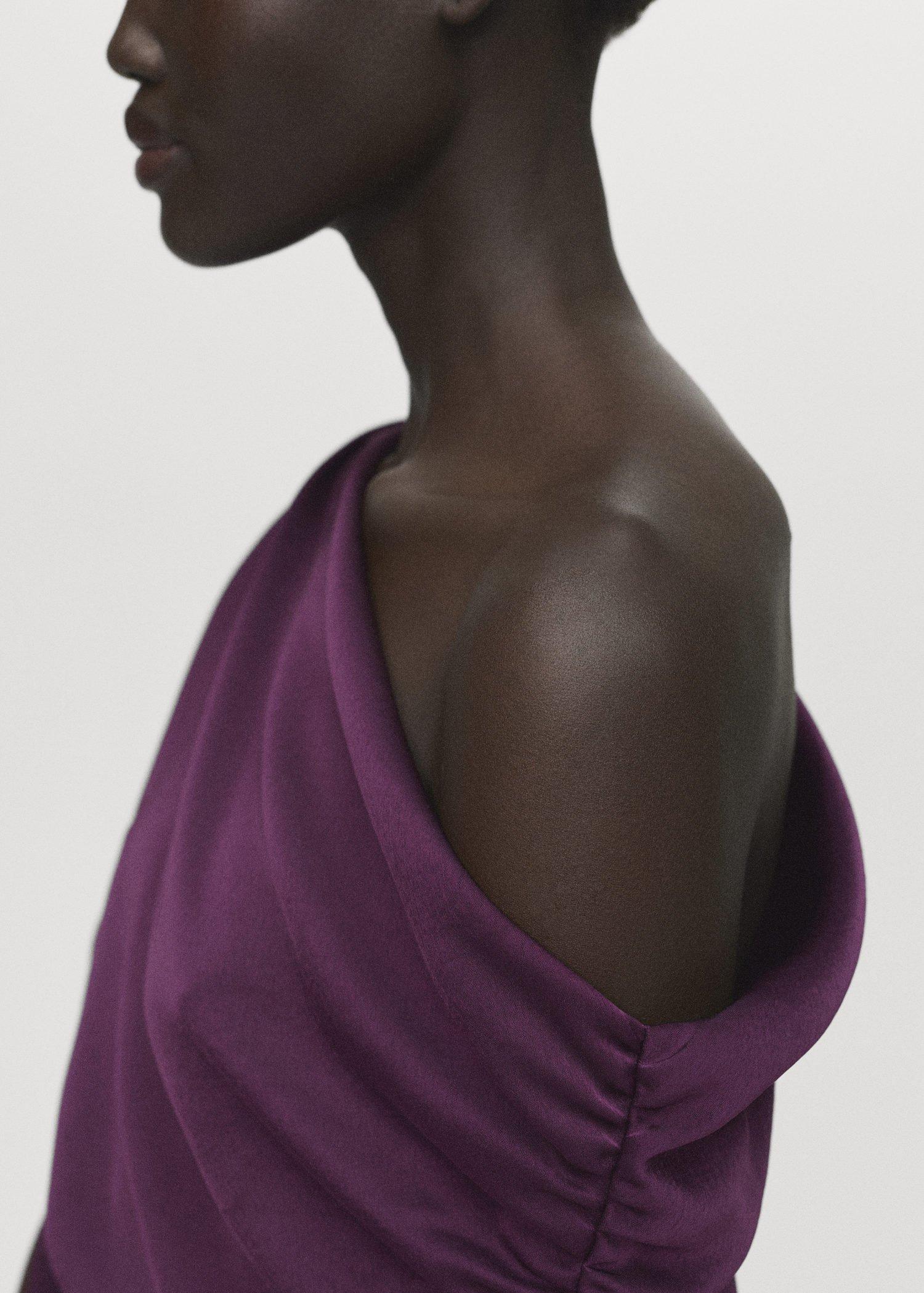 Purple Asymmetrical Satin Dress, , large image number 2