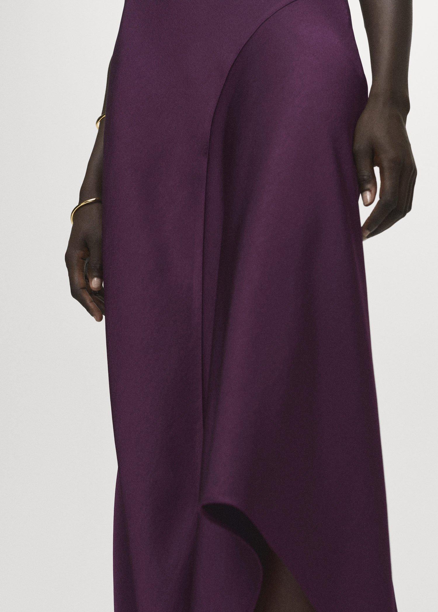 Purple Asymmetrical Satin Dress, , large image number 4