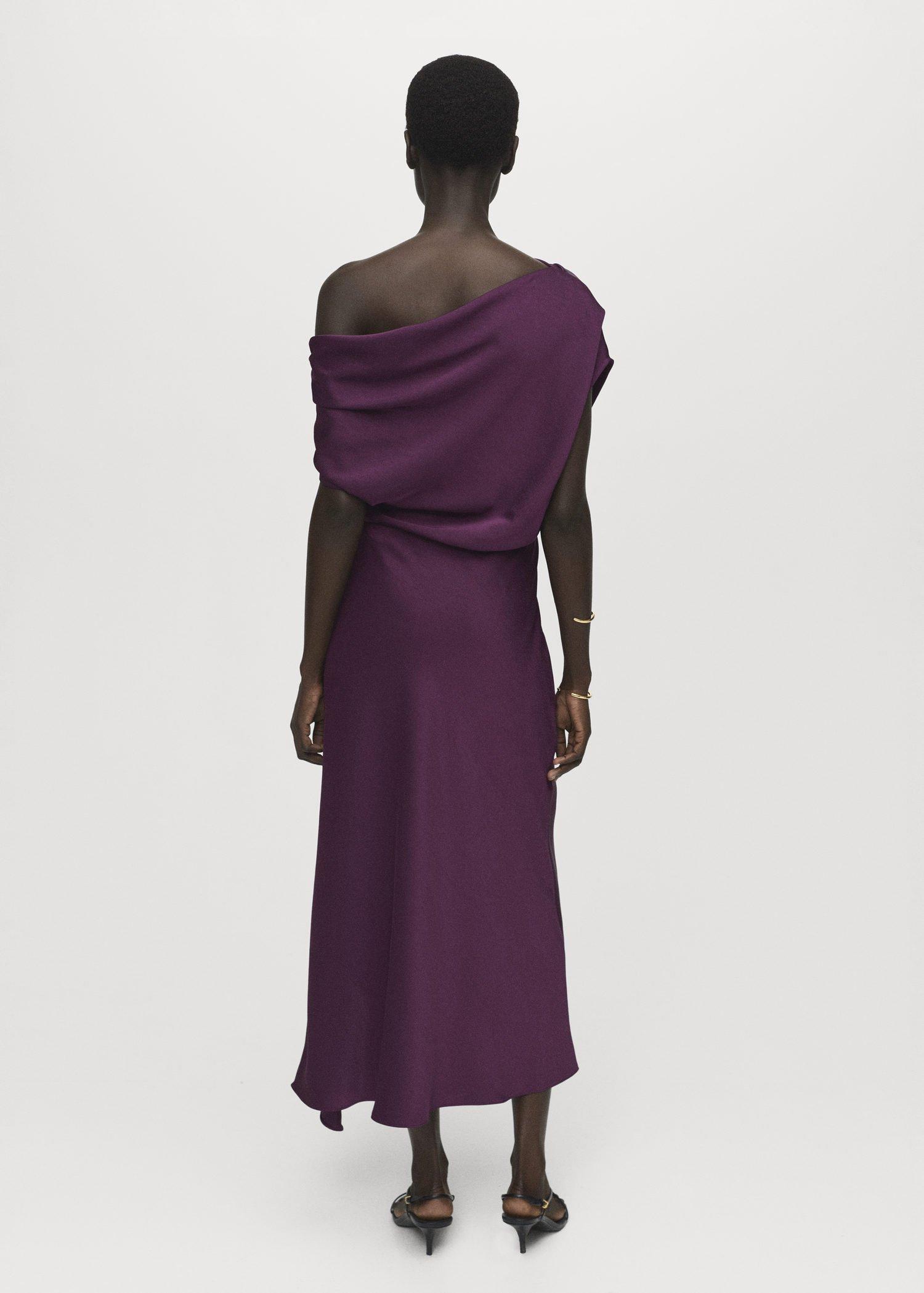 Purple Asymmetrical Satin Dress, , large image number 8