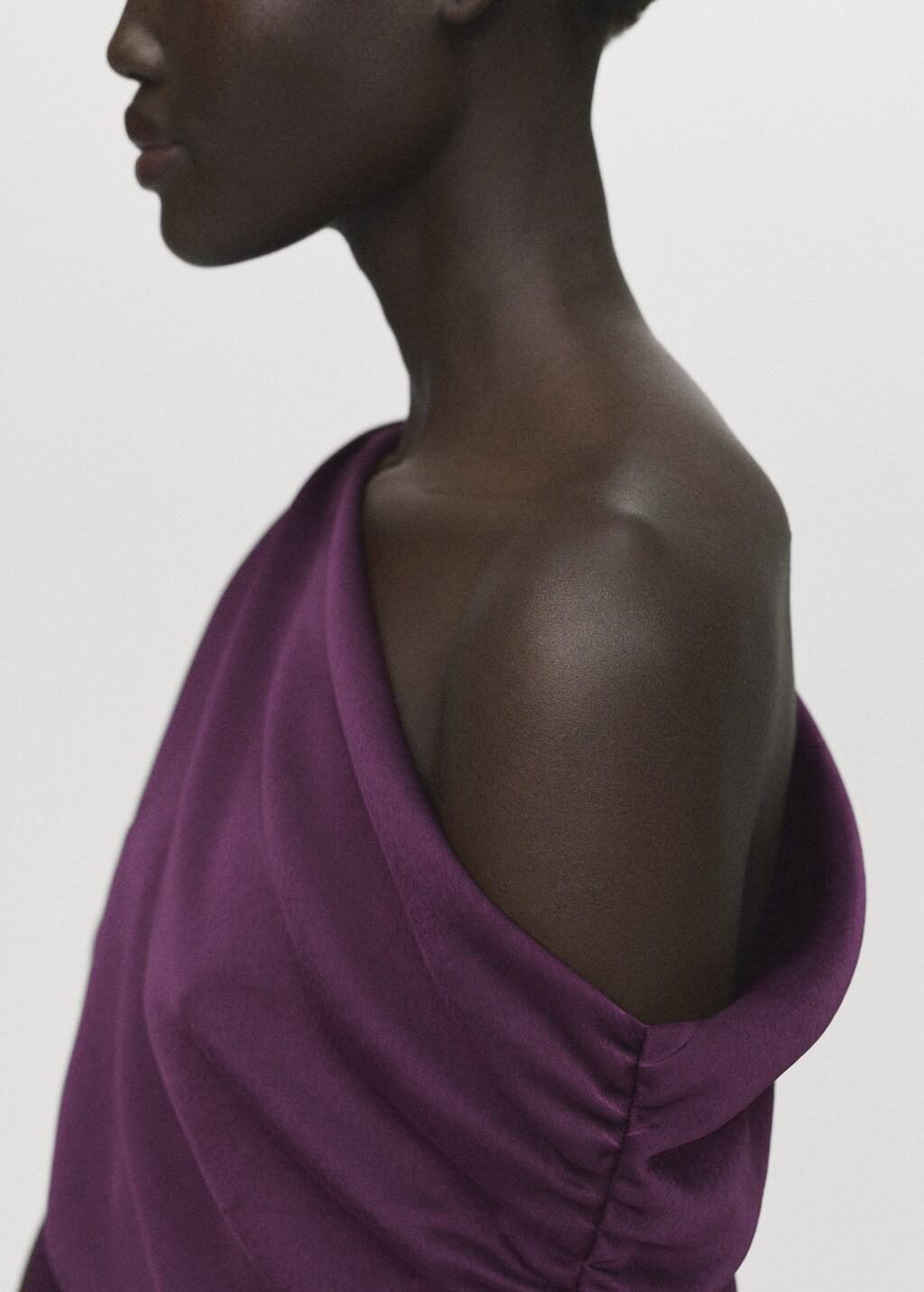 Purple Asymmetrical Satin Dress, , large image number 9