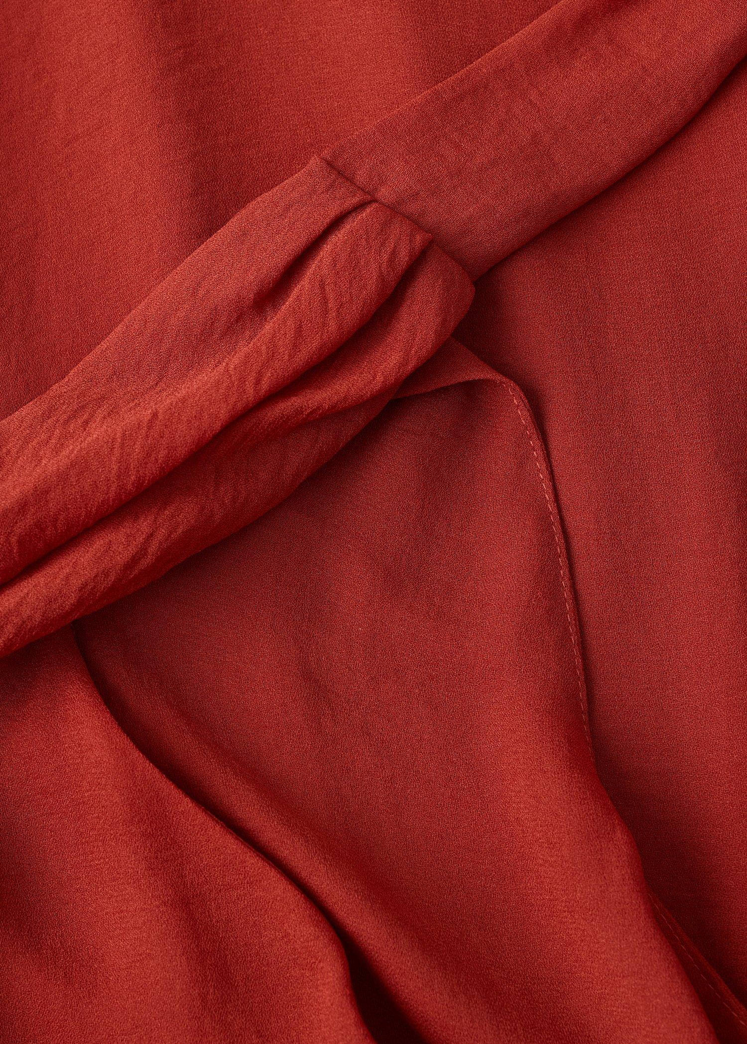 Orange Long Dress With Bow Neck, Medium Orange, large image number 6