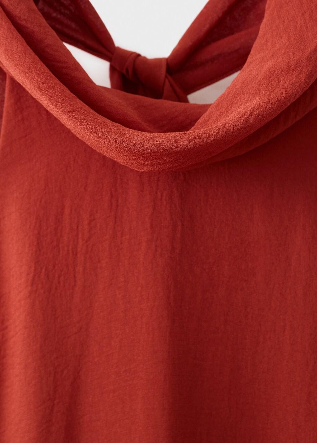 Orange Long Dress With Bow Neck, Medium Orange, large image number 10