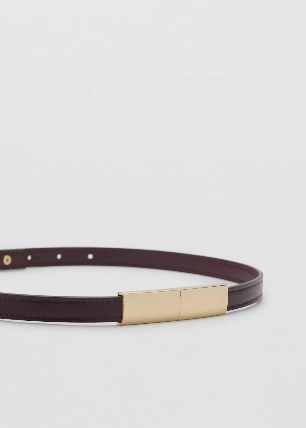 Red Thin Belt With Metal Detail, , medium