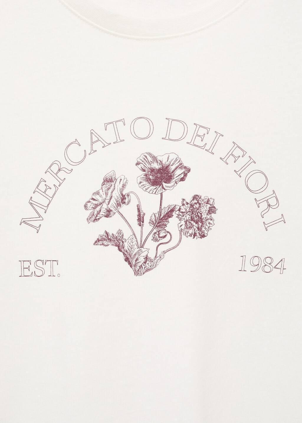 White Printed Cotton-Blend T-Shirt, Natural White, large image number 5