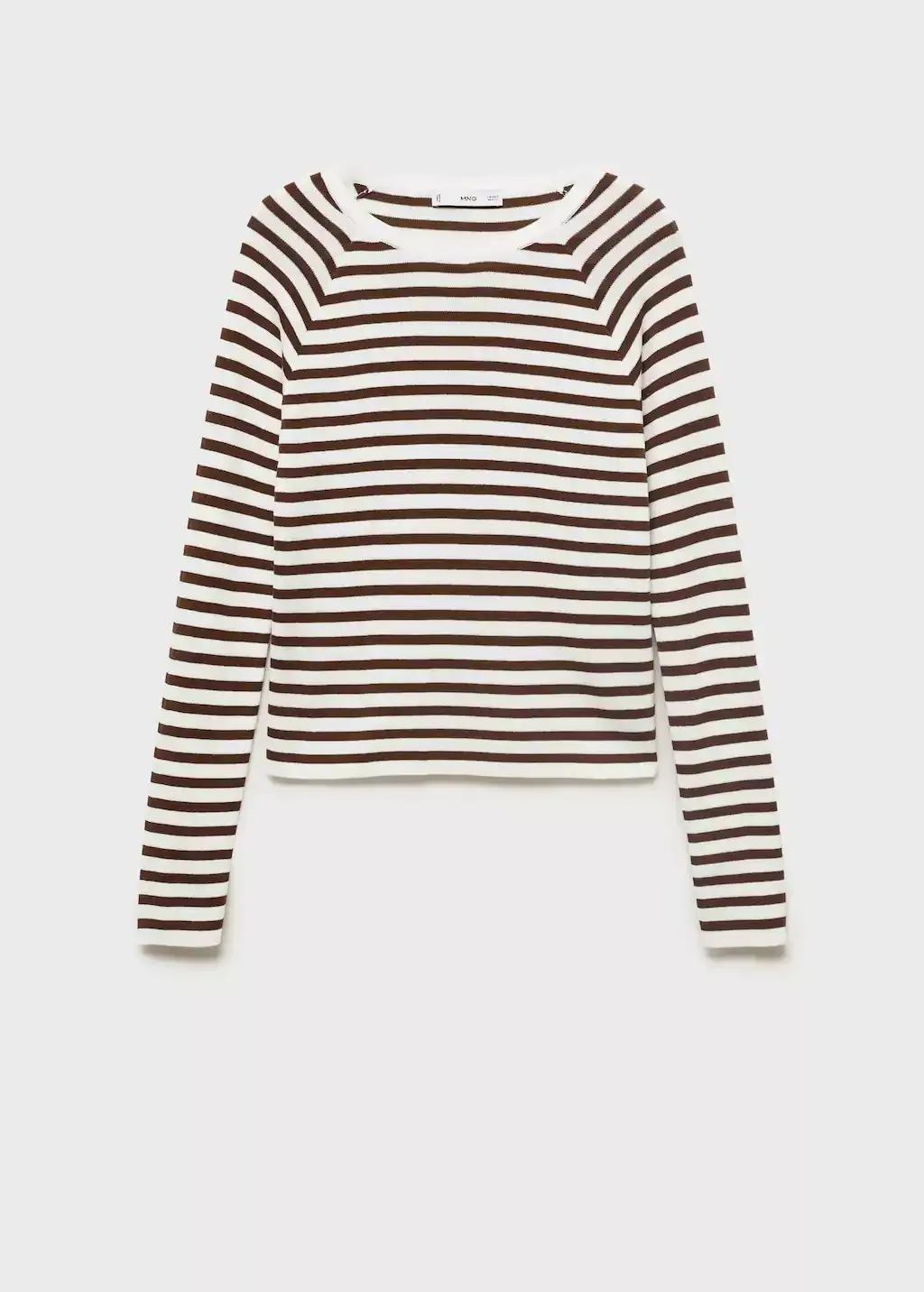 Beige Long-Sleeved Fine-Knit Sweater, , large image number 0