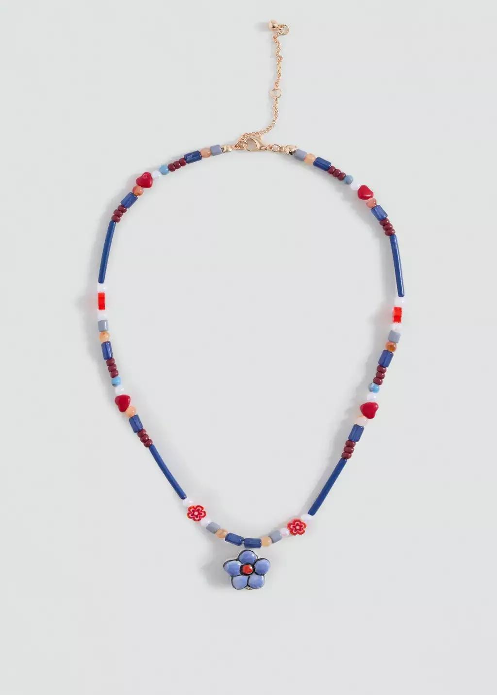 MEDIUM BLUE Mixed bead necklace, Kids Girl, Medium Blue, large image number 1