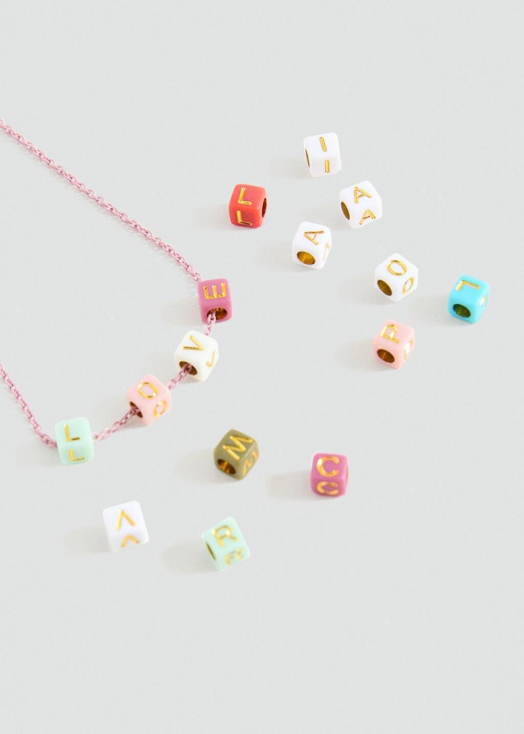 Gold Letters Bead Necklace, Kids Girl, Gold, large image number 3
