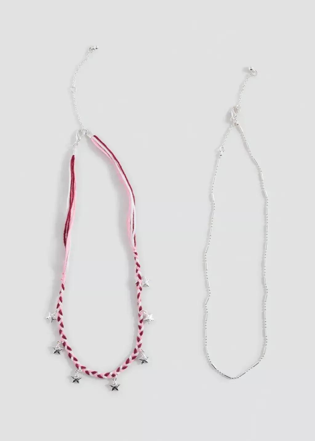 Silver 2 Pack Of Necklaces, Kids Girl, Silver, large image number 1
