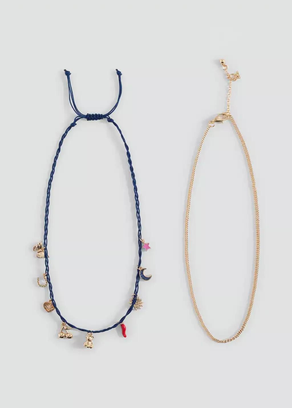 Gold 2 Pack Of Necklaces, Kids Girl, Gold, large image number 0