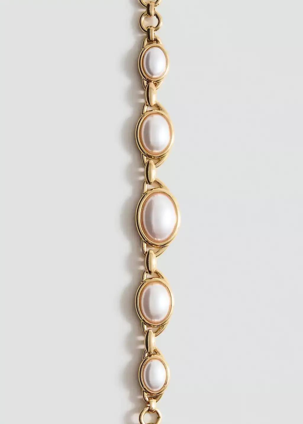 Gold Mixed Pearl Necklace, Gold, large image number 1