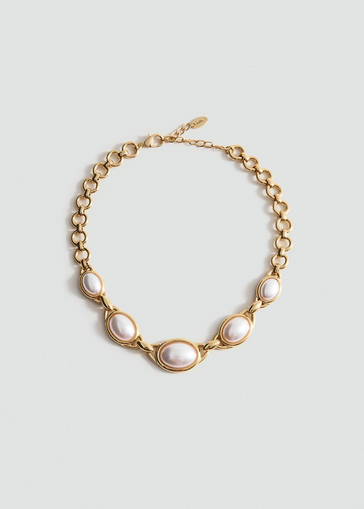 Gold Mixed Pearl Necklace, Gold, large image number 3