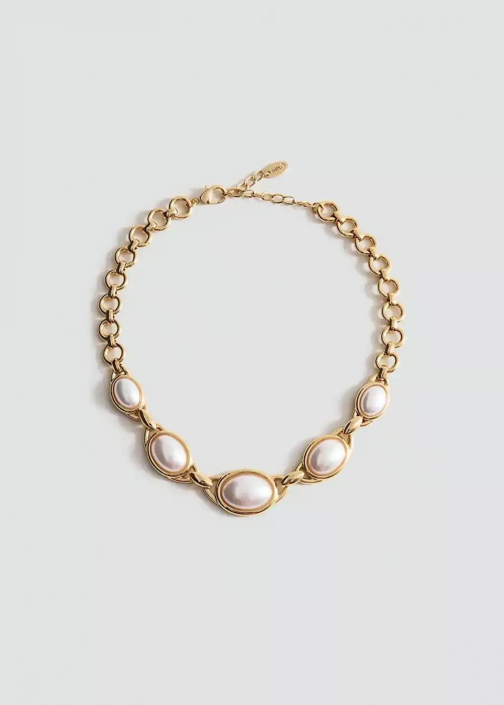 Gold Mixed Pearl Necklace, Gold, large image number 7