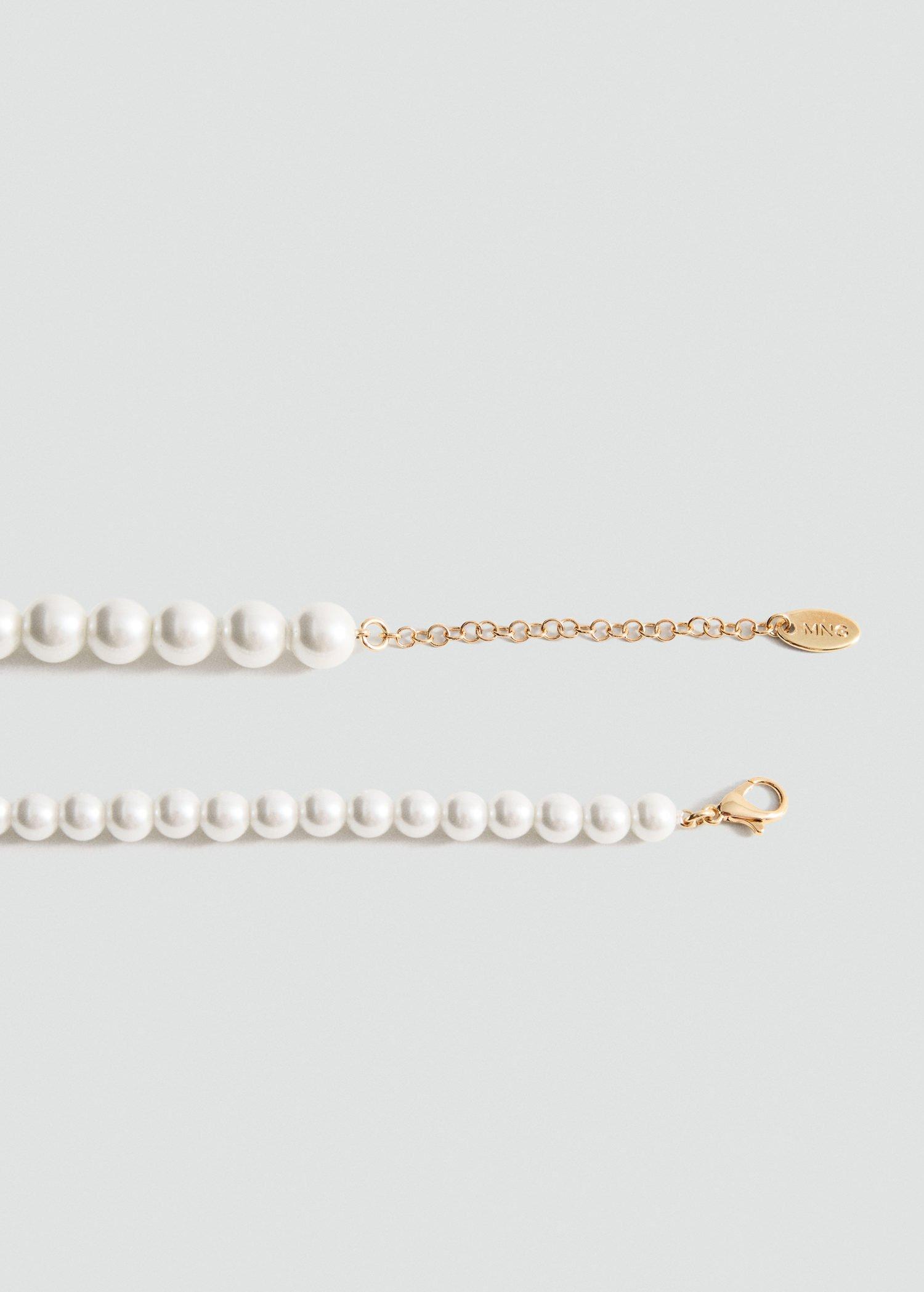 White Double Pearl Necklace, White, large image number 3
